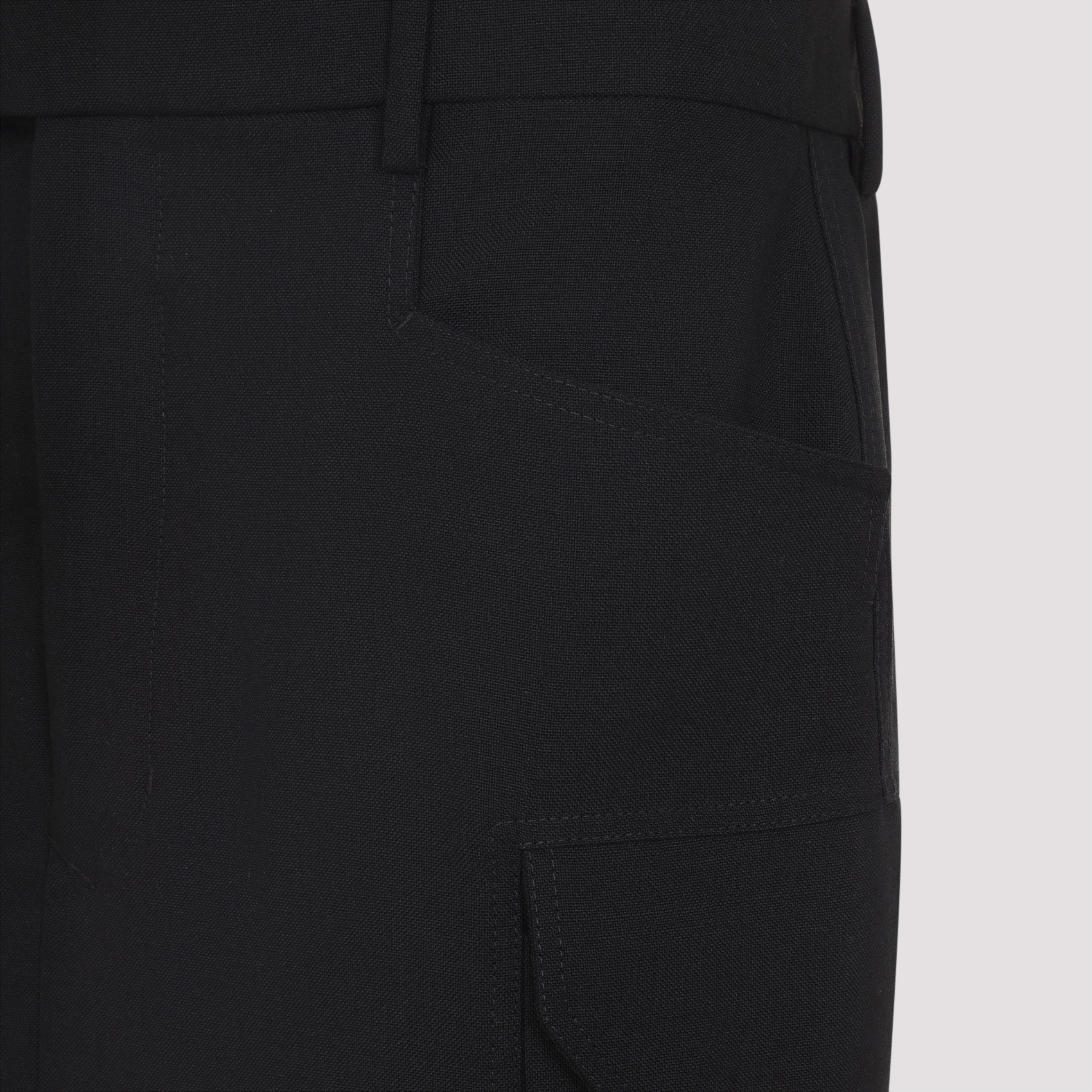 Rick Owens Firbanks Virgin Wool Twill Cargo Skirt In Black