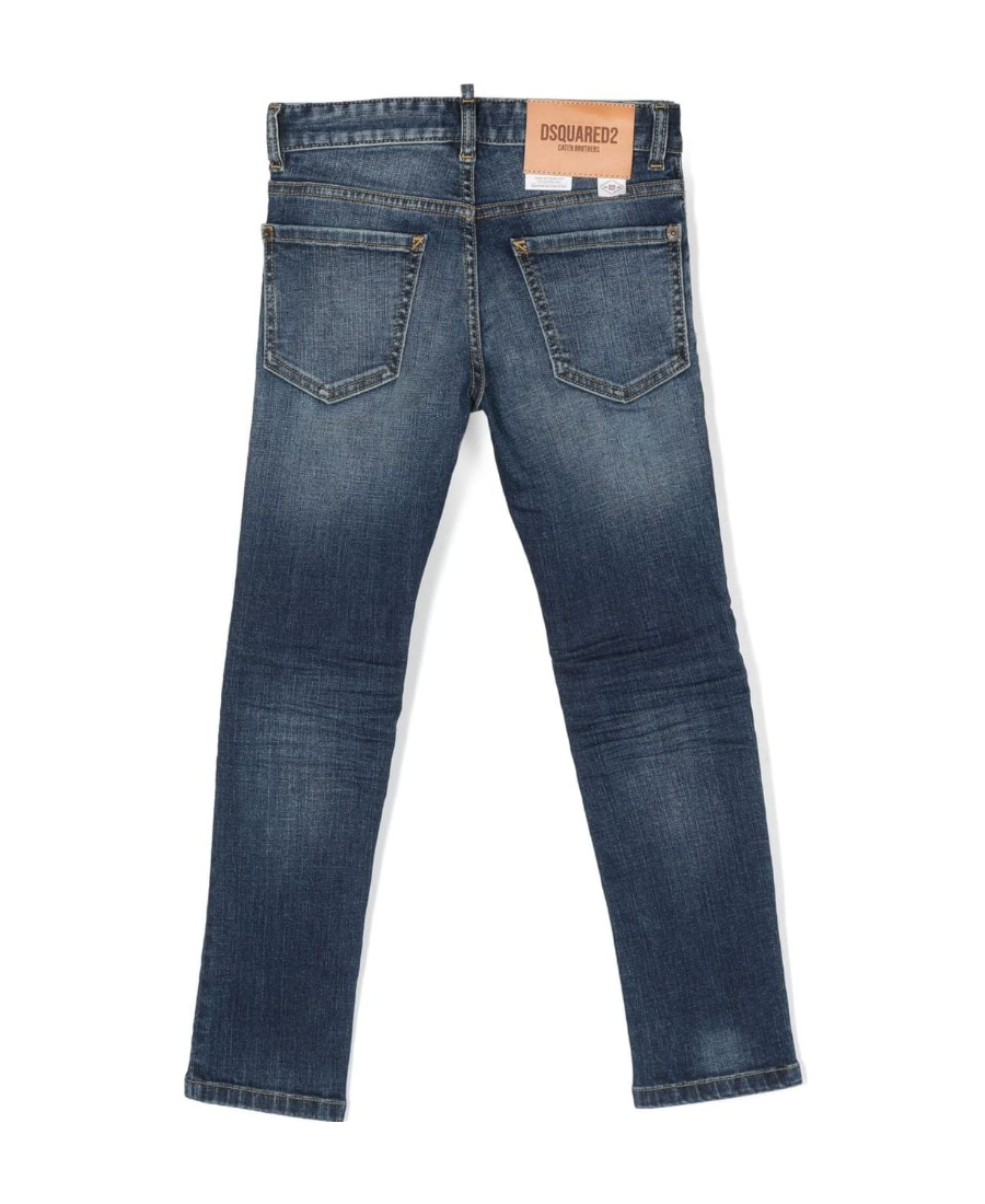 Dsquared2 Faded Imitation Denim Trousers In Blue