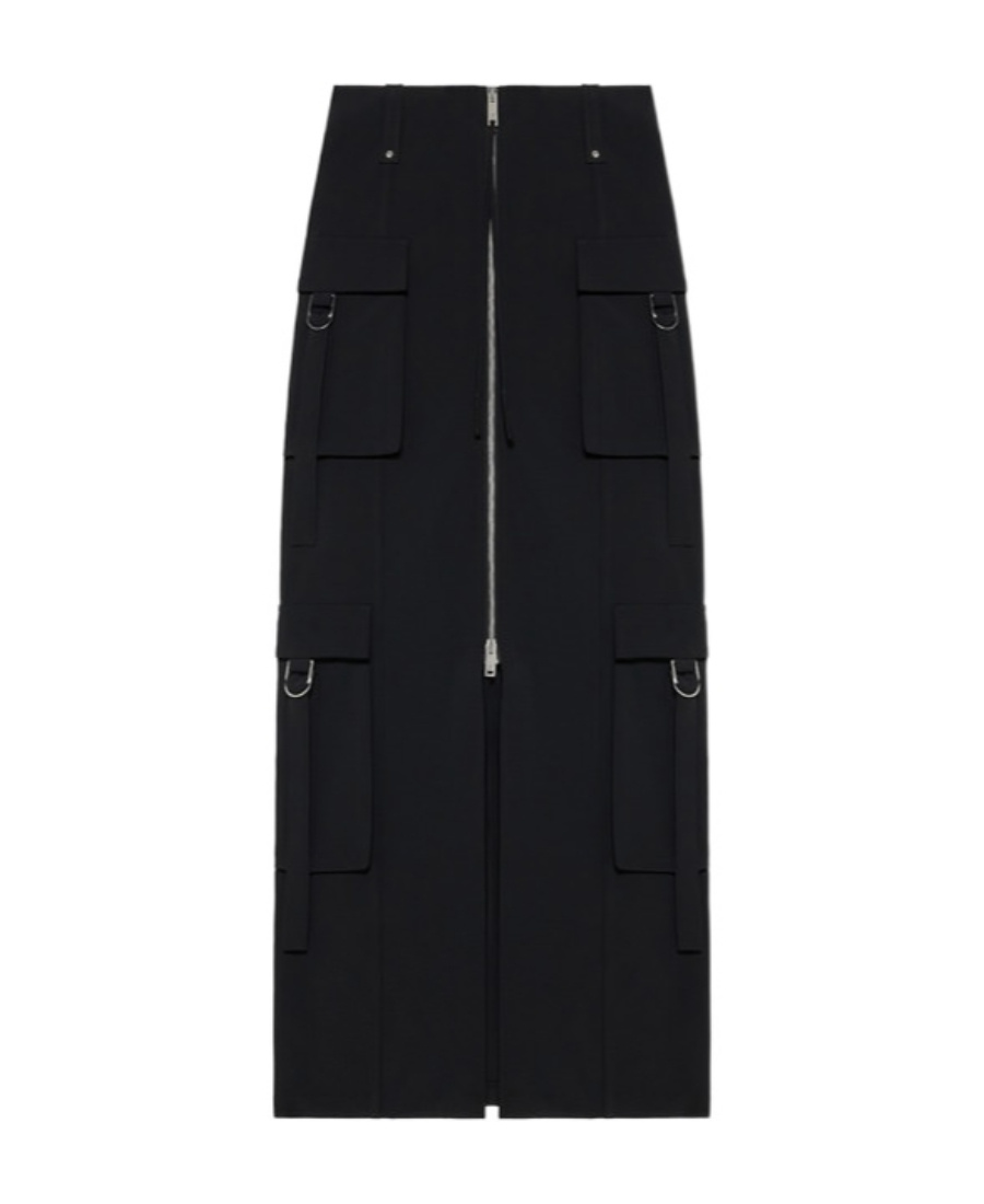 Blumarine Zip-fastening Maxi Skirt In Black
