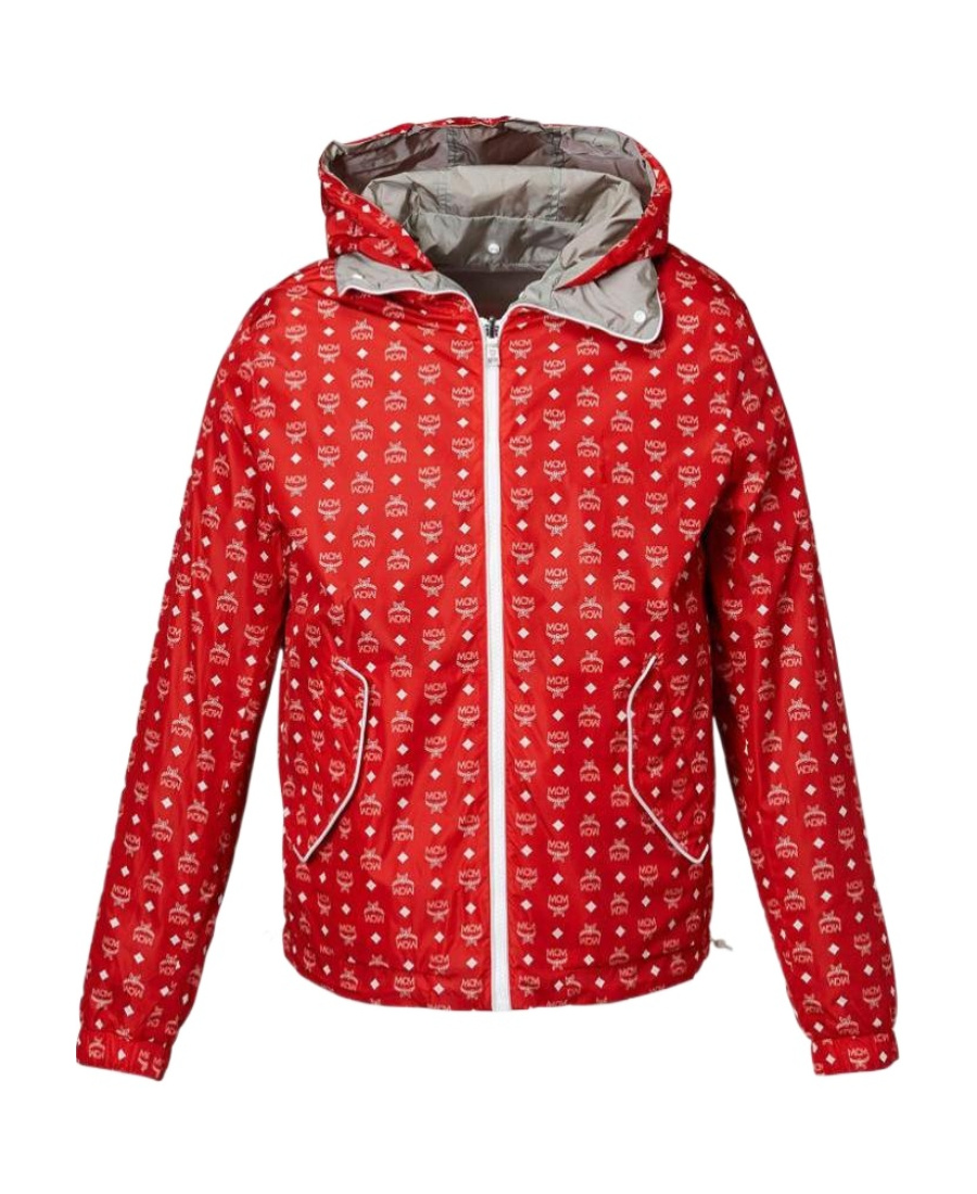 Shop Mcm Logo Double-sided Casual Jacket In Red