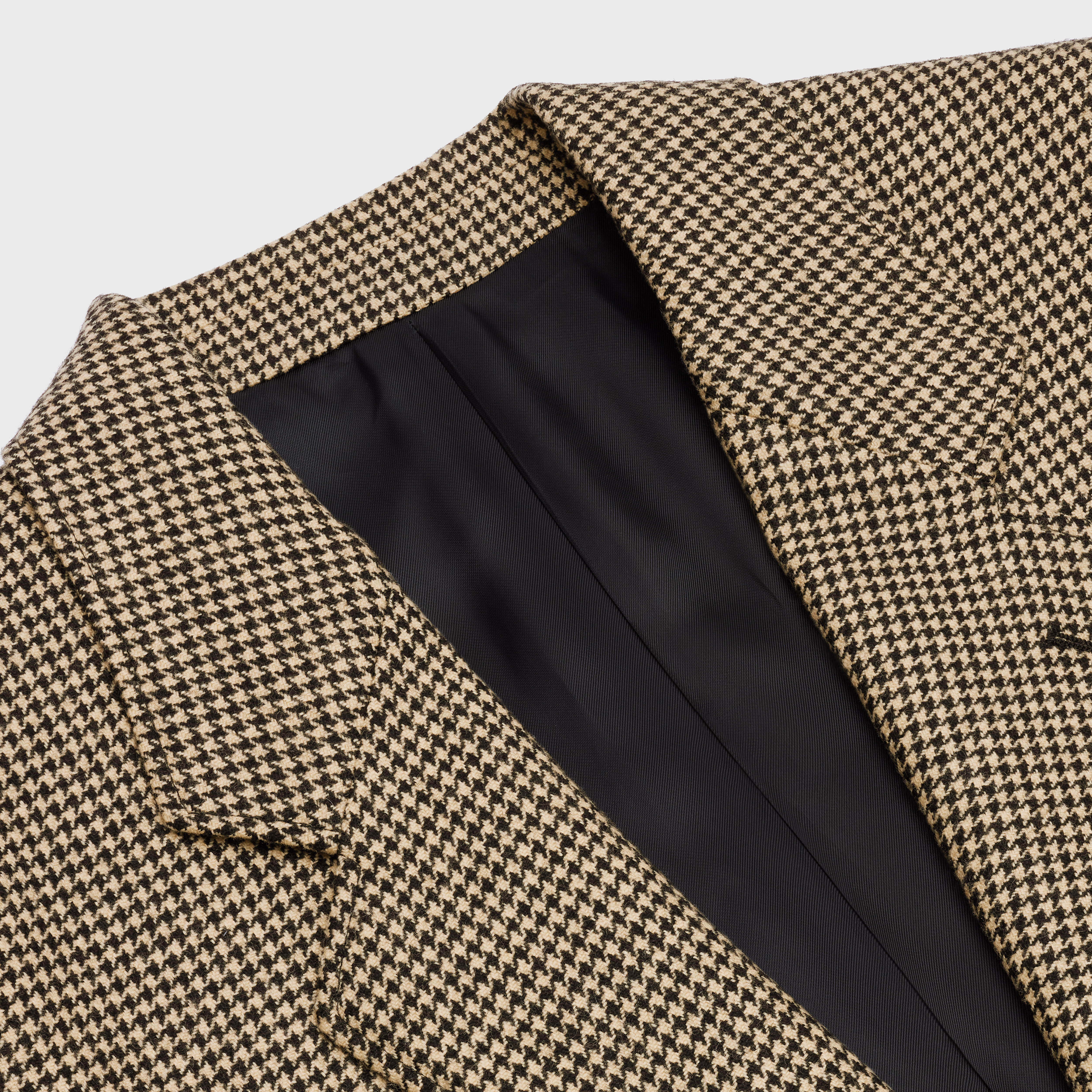 Celine Wool Thousand-bird Checkered Jacket In Nude