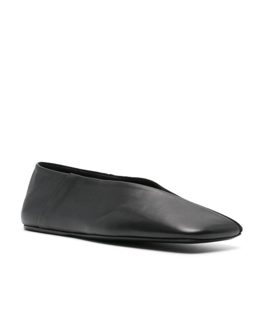 Jil Sander Woman Ballet Flats Black Size 10 Soft Leather In Black