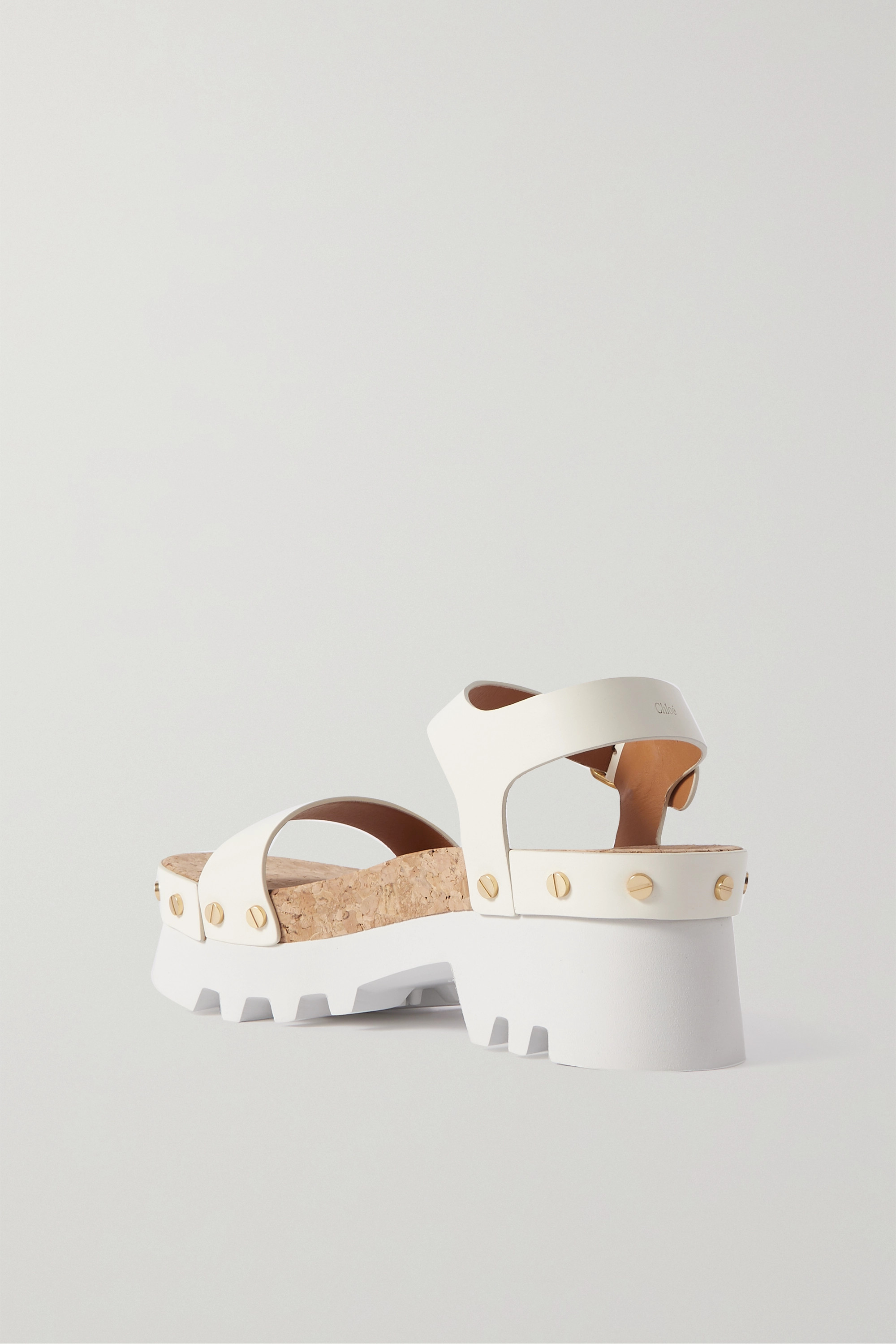 Chloé Stud-embellished Buckle-strap Sandals In White