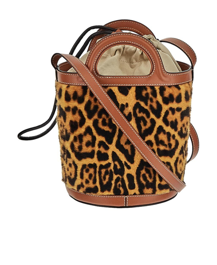 Marni Leopard-print Leather Bucket Bag In Brown
