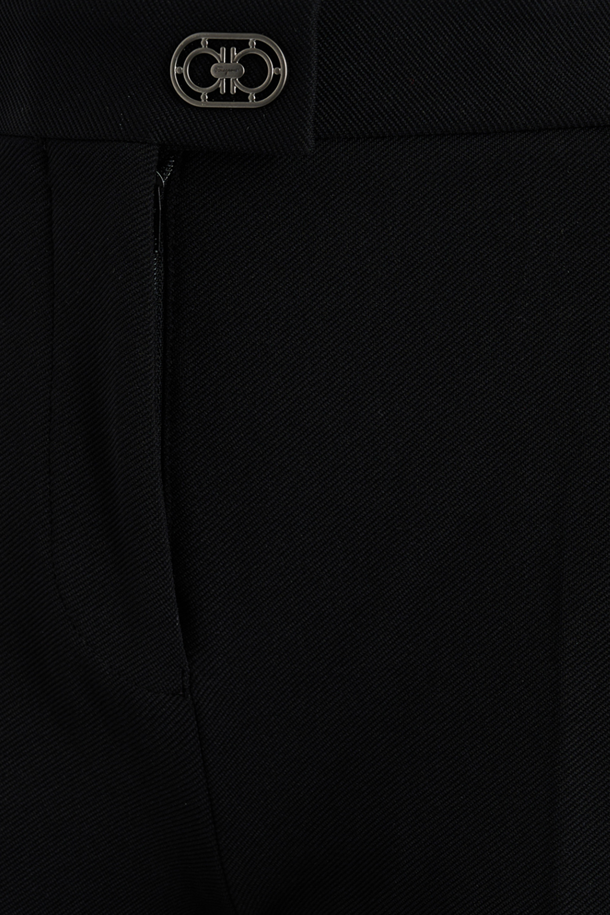 Ferragamo High Waist Jersey Trousers With Jewel Button In Black
