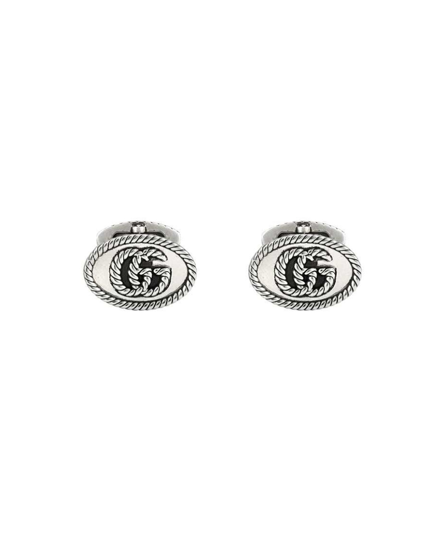 Gucci Sterling Silver Double G Cufflinks In White