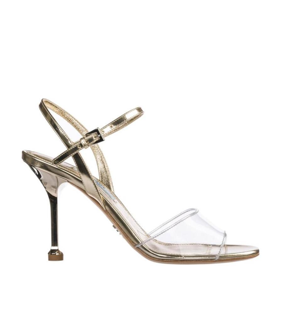 Prada Logo High-heeled Sandals In White