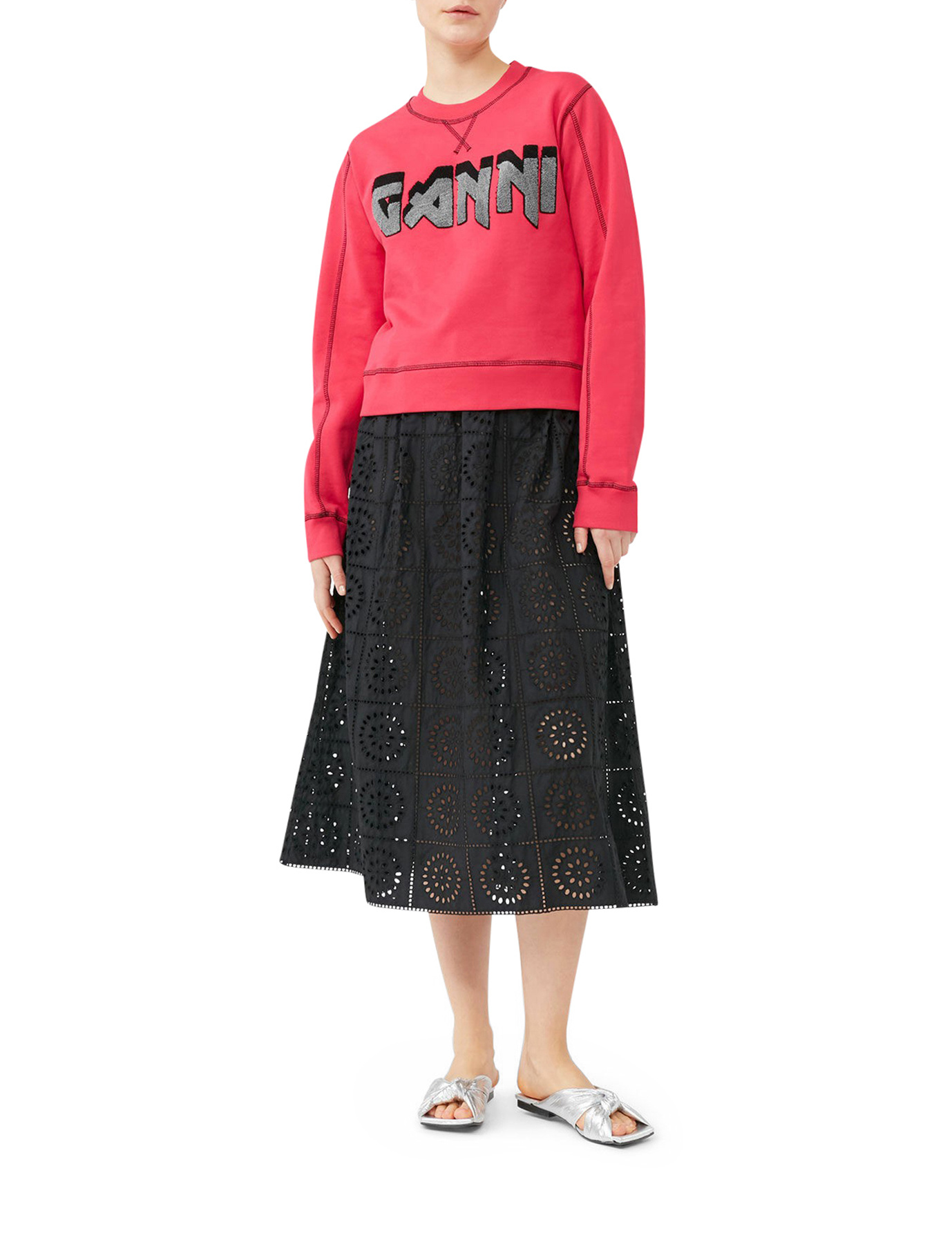 GANNI LOGO-PATCH ORGANIC COTTON SWEATSHIRT