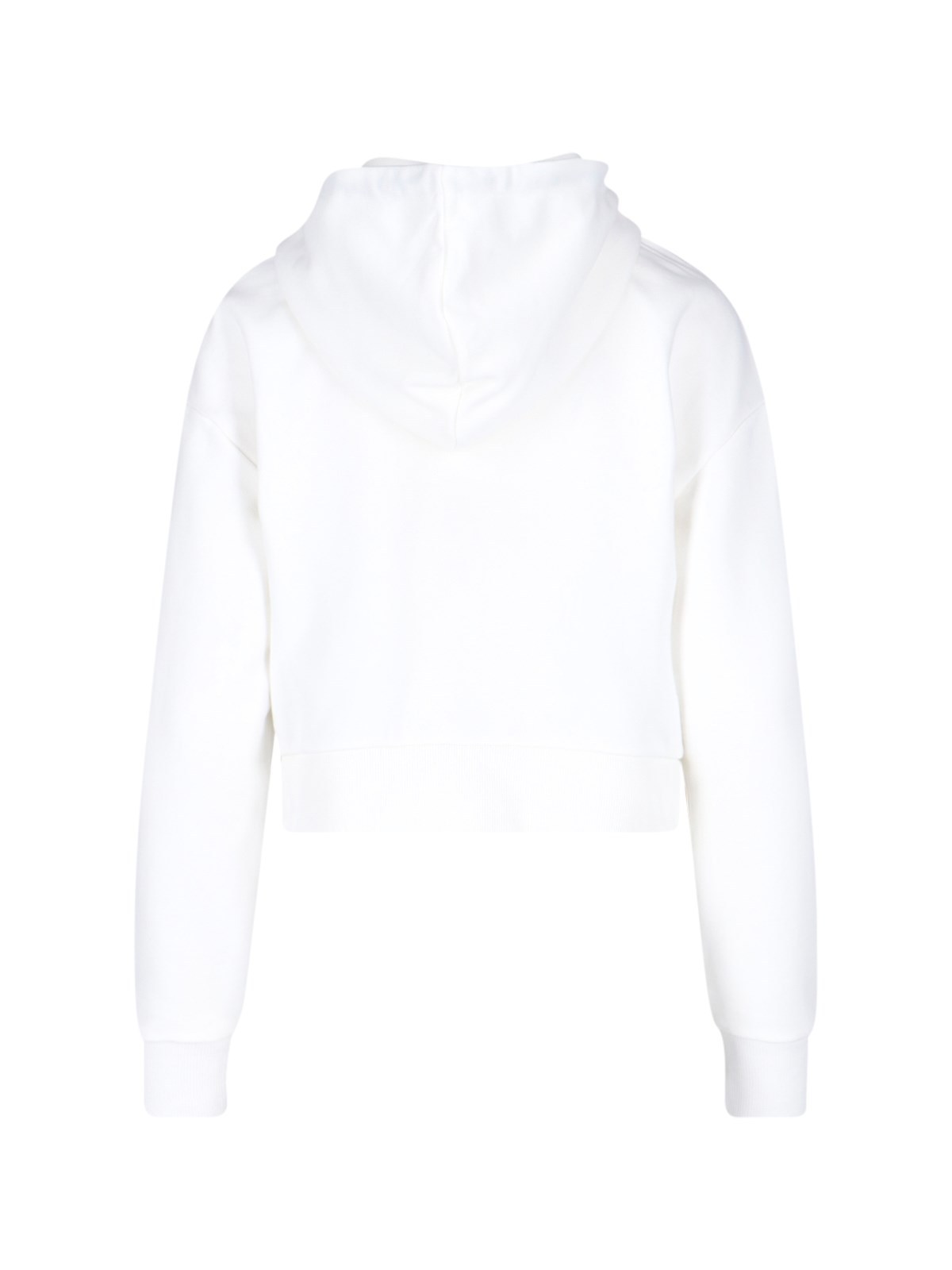 Balmain Cropped Flocked Organic Cotton-jersey Hoodie In White