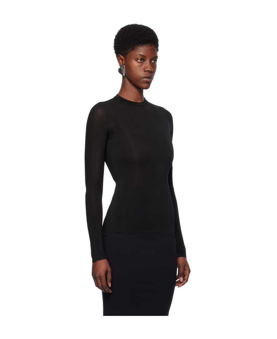 Alaïa Long Sleeved Plain Knitted T-shirt In Black