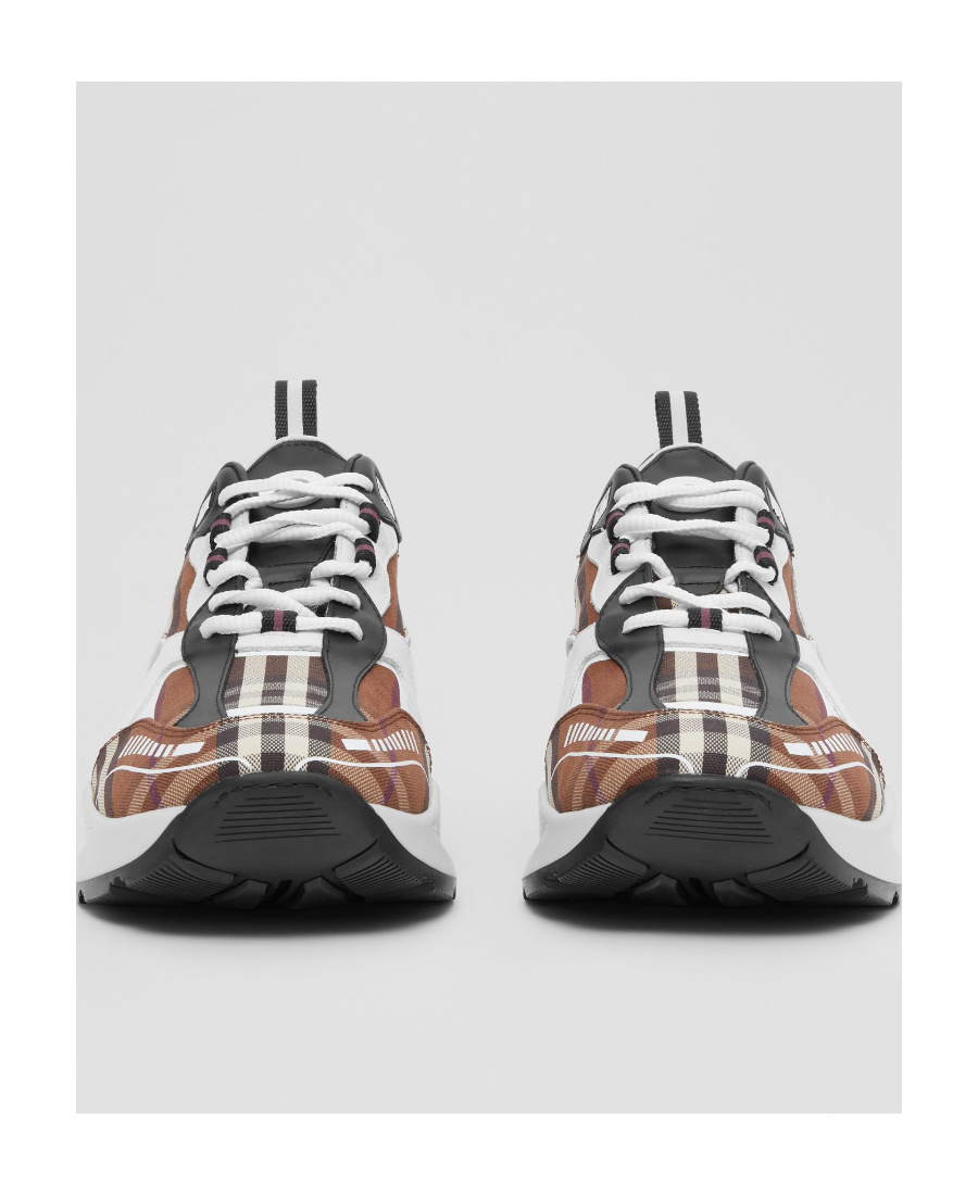Burberry Sean Check-print Leather Low-top Trainers In White