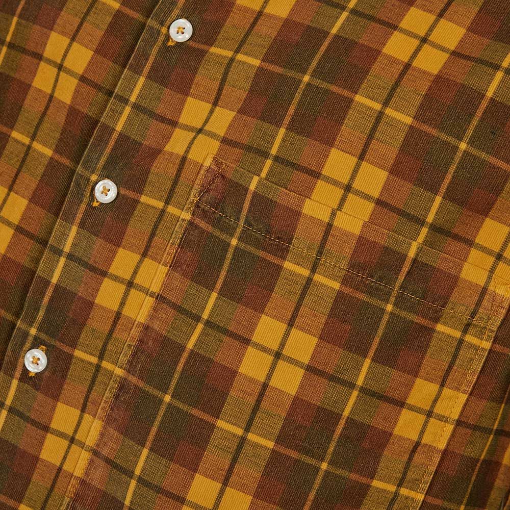 Universal Works Cord Check Shirt In Brown