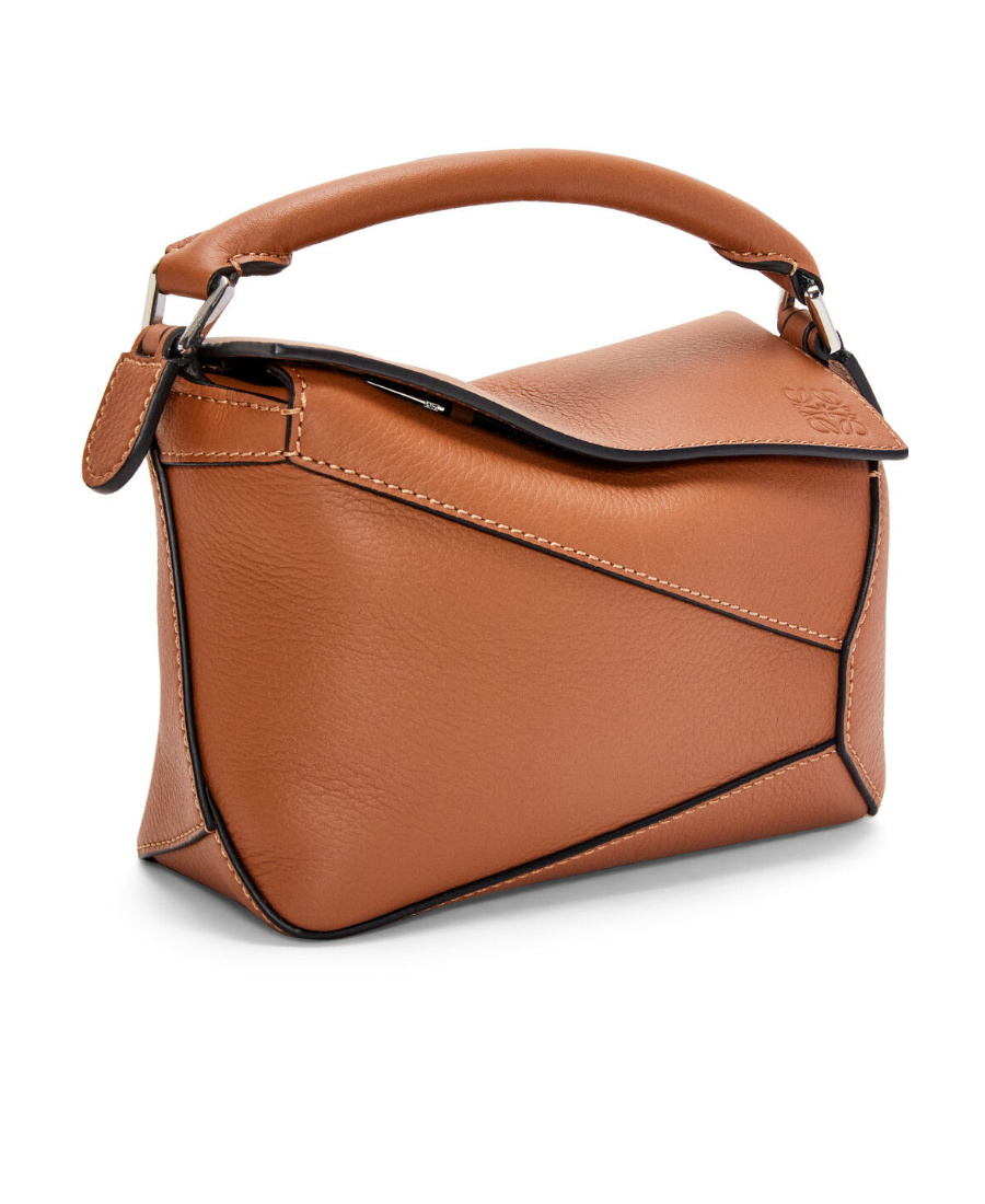 Loewe Puzzle Edge Mini Textured-leather Shoulder Bag In Brown