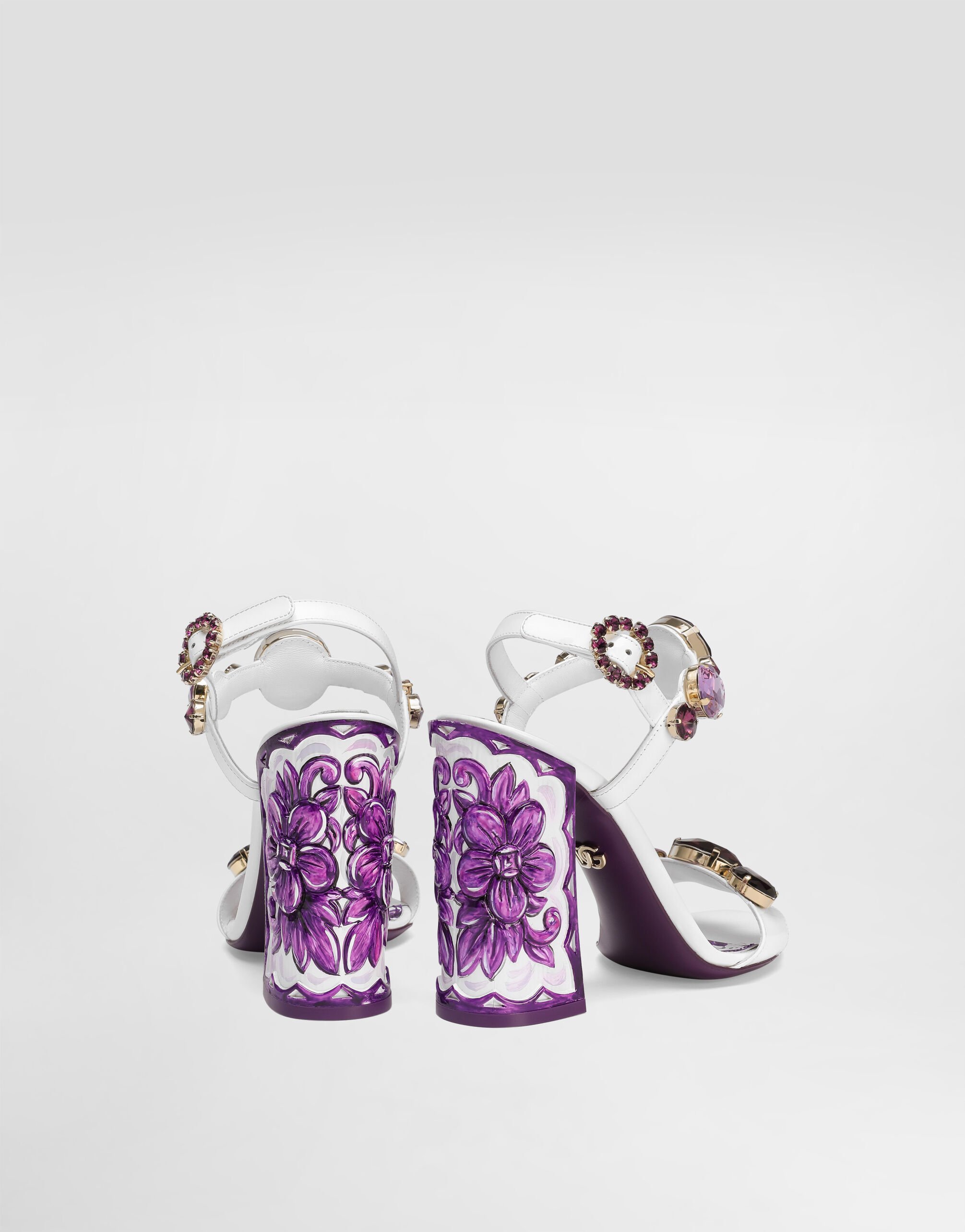 Dolce & Gabbana Patent Leather Sandal With Jewel Embroidery In White