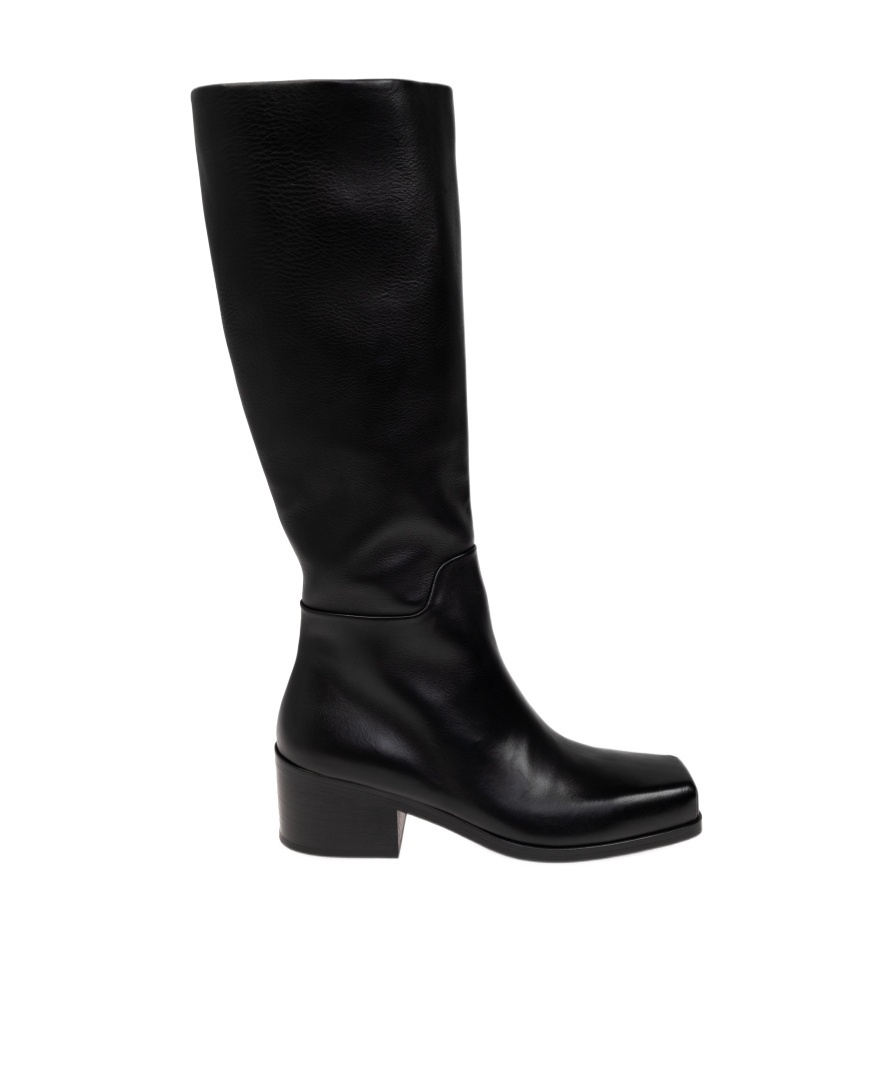 Shop Marsèll Square Toe Leather High Boots In Black