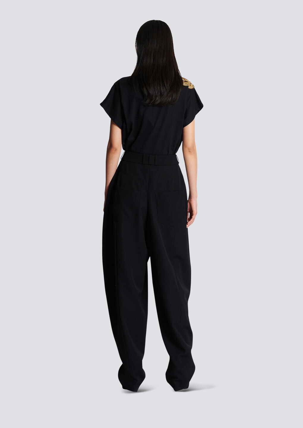 Balmain Large Tapered Trousers In Black