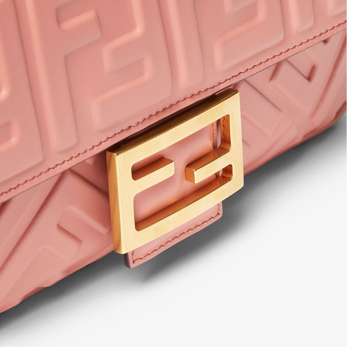Fendi Medium Quilted Baguette Shoulder Bag With Ff Logo In Pink