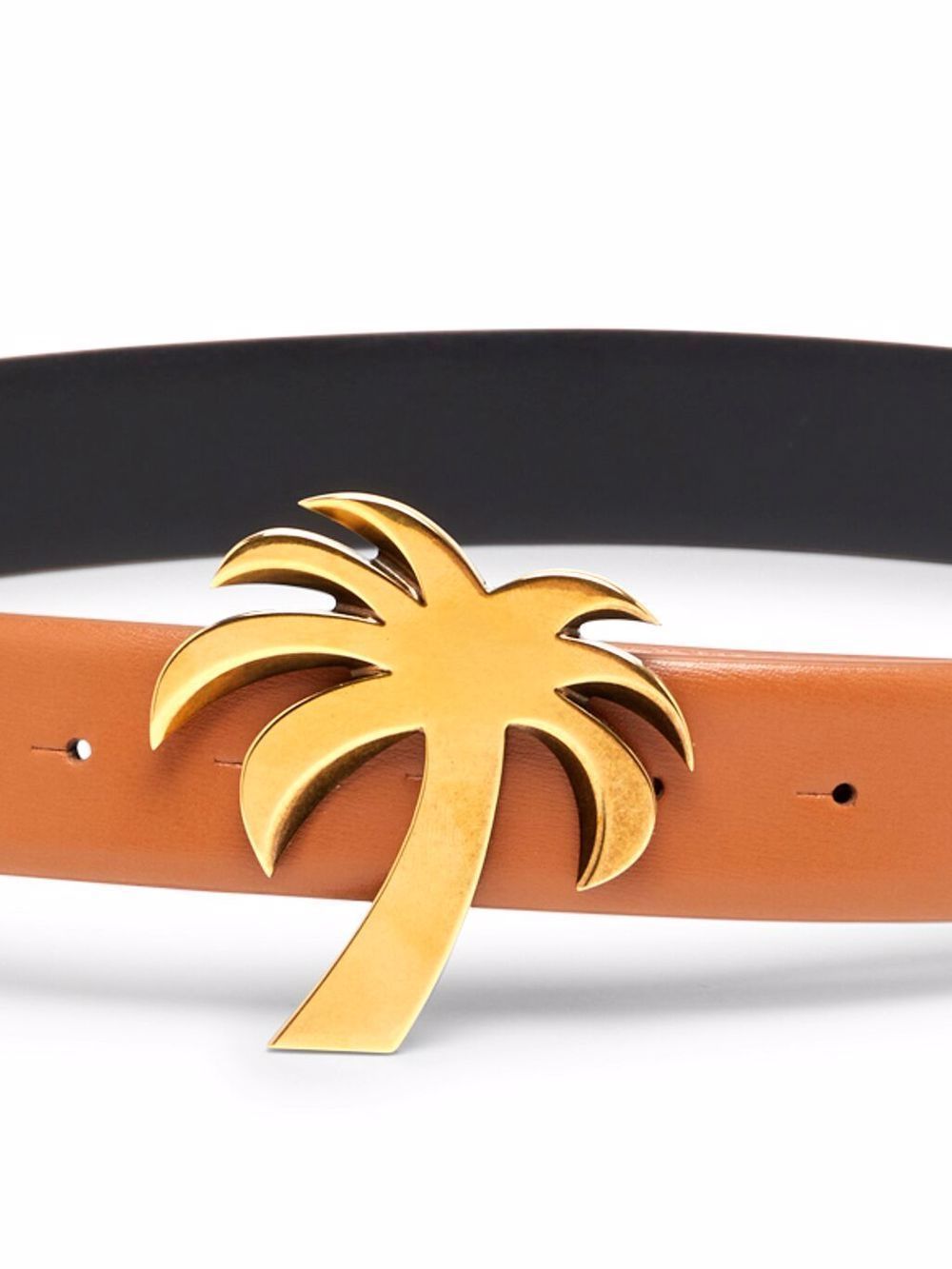 Palm Angels Palm Tree-buckle Leather Belt In Orange