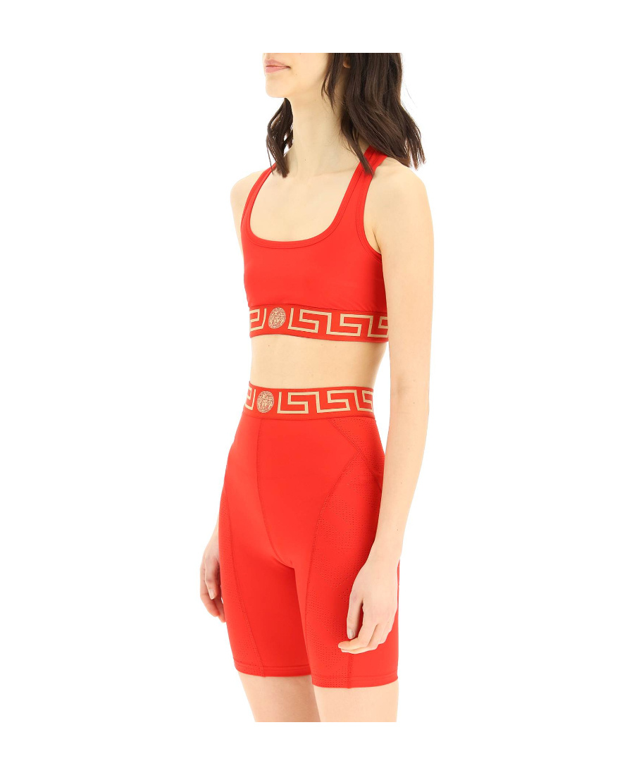 Versace Greca-print Cropped Top In Red