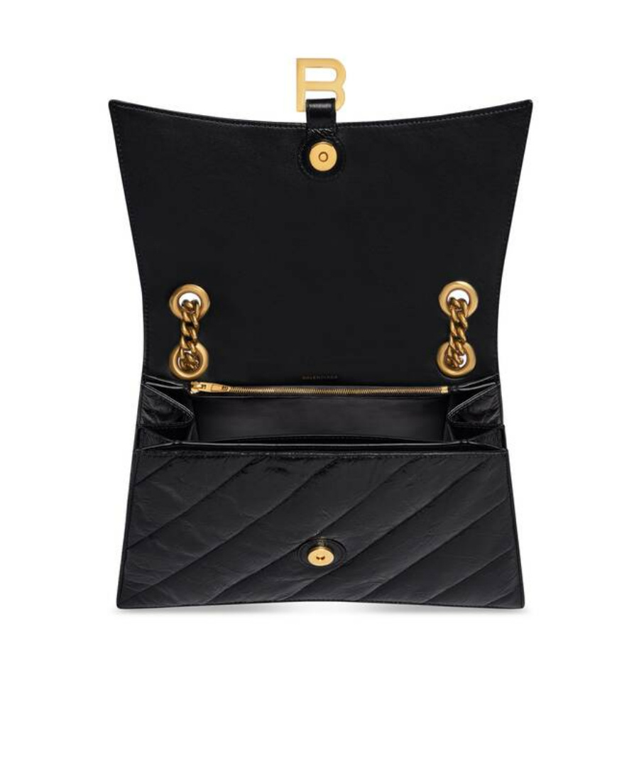 Balenciaga Hourglass S Quilted Shoulder Bag In Black