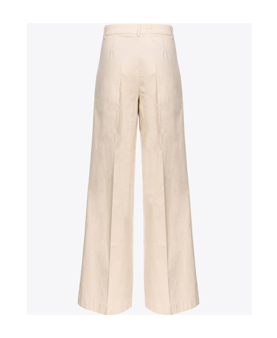 Pinko High-waisted Cotton Trousers In Nude