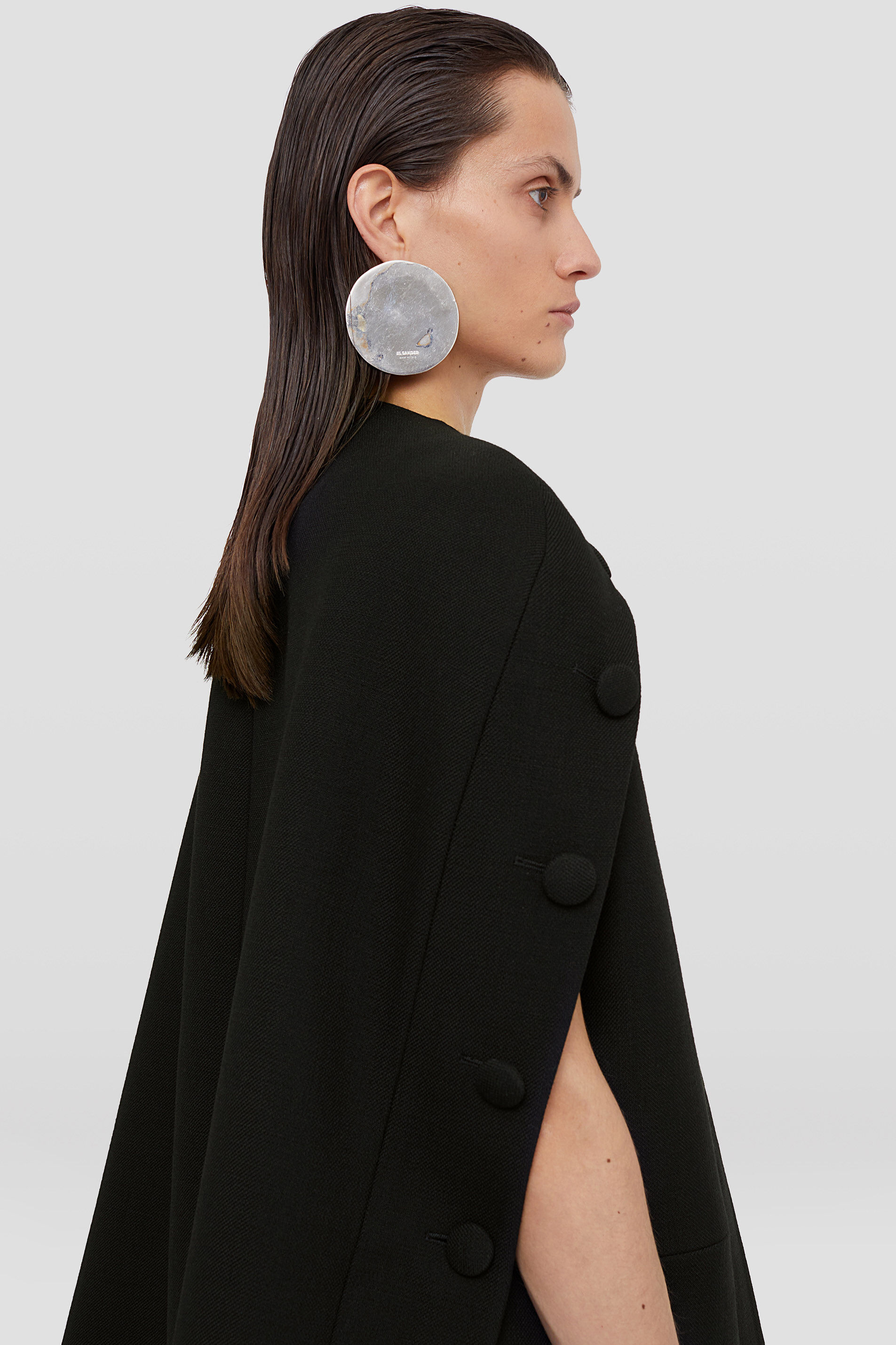 Jil Sander Buttoned Slit-sleeves Coat In Black