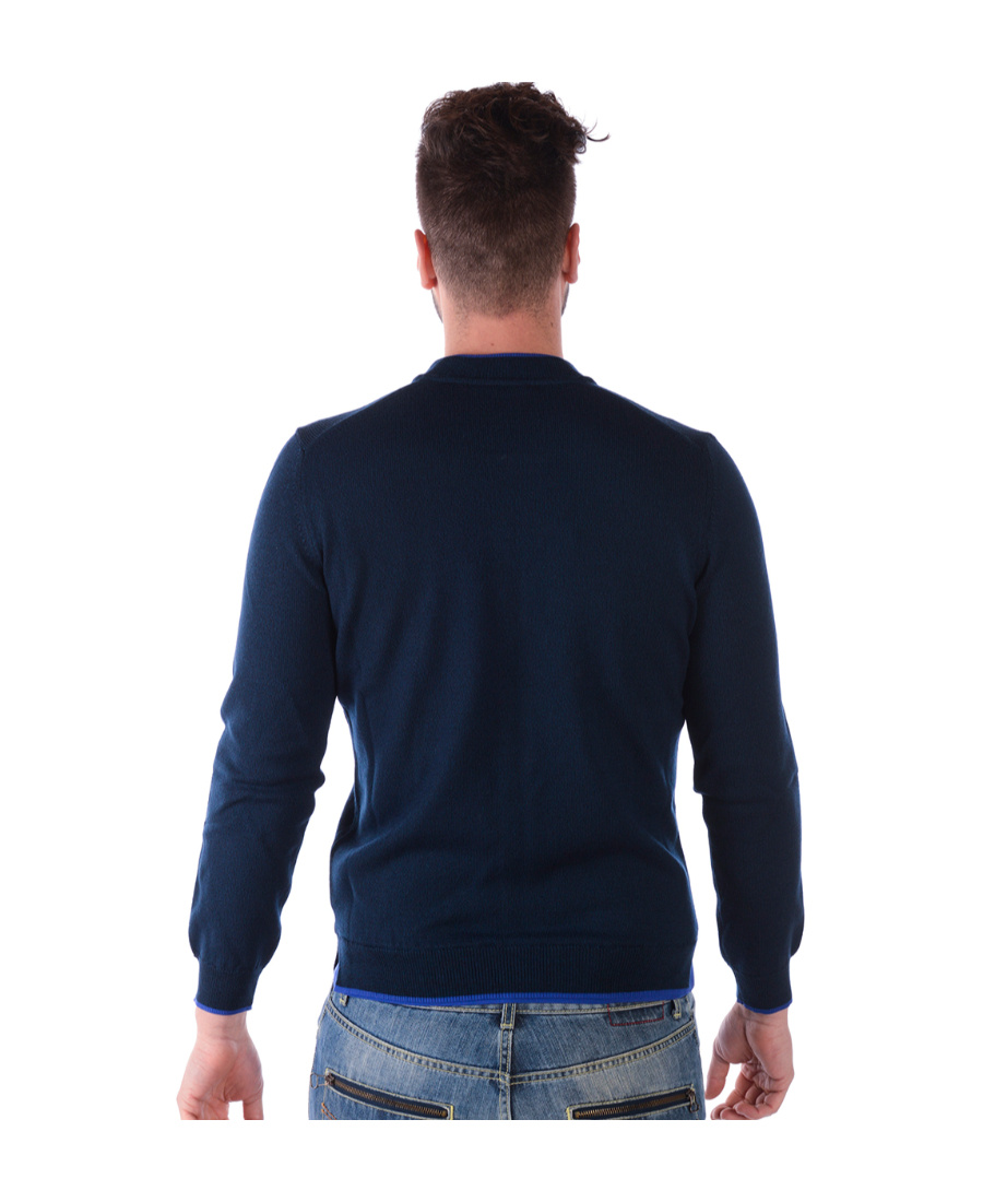 Kenzo Navy Blue Knitted Cardigan In Black