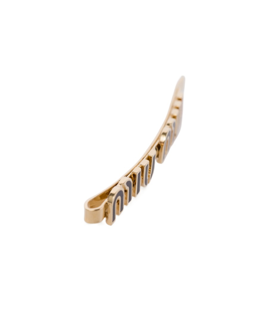 Miu Miu Logo-lettering Hairclip In Black