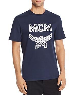 Mcm Round Collar Logo Short-sleeved T-shirt In Black