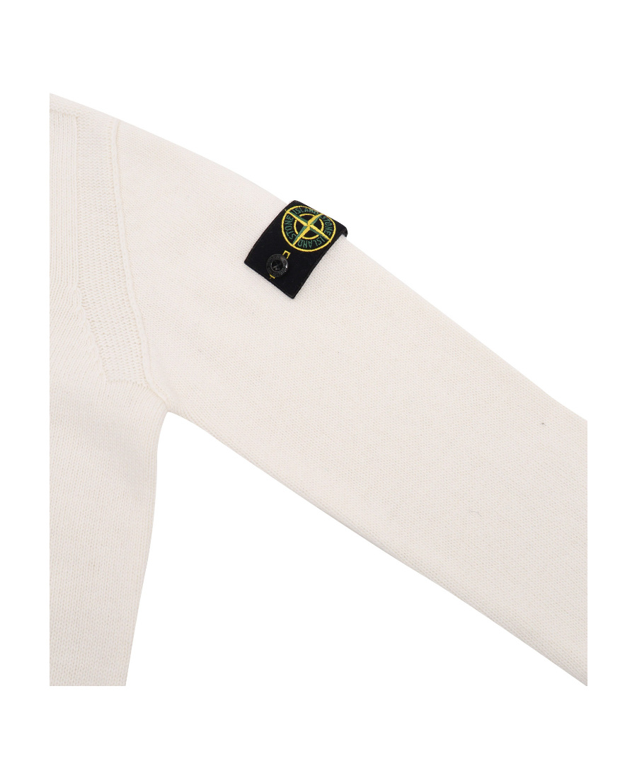 Stone Island Compass-motif Knitted Jacket In Nude
