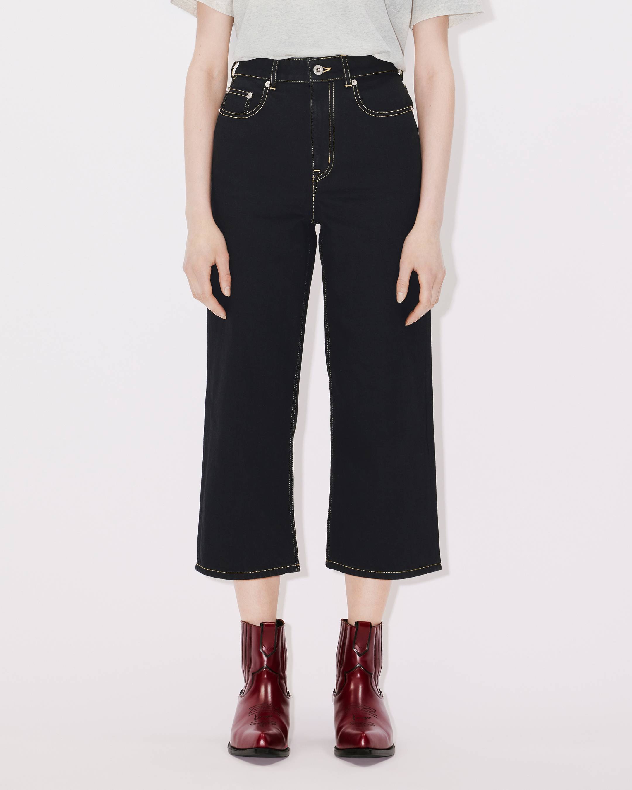 Kenzo Sumire High-rise Cropped Jeans In Black
