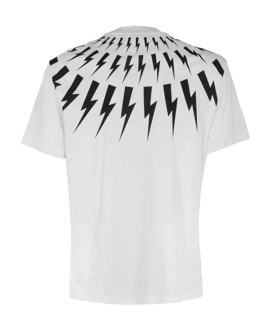 Neil Barrett Slim Fit Fairisle Thunderbolt Crew-neck T-shirt In White