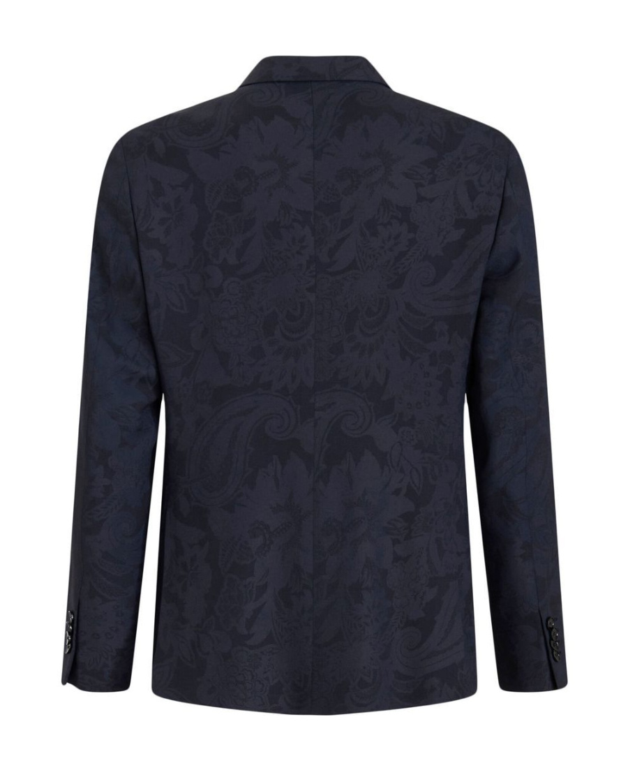 Etro Patterned-jacquard Single-breasted Blazer In Black