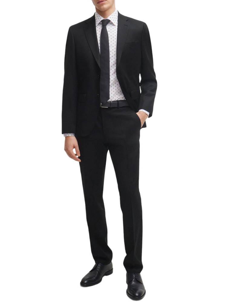 Hugo Boss Slim-fit Shirt In Geometric-print Performance-stretch Jersey In White