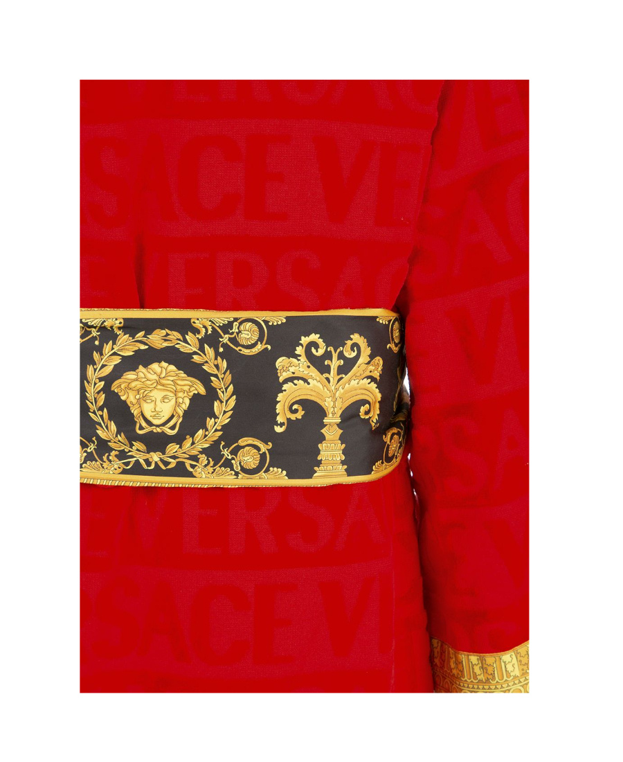Versace Unisex Barocco Sleeve Robe In Red