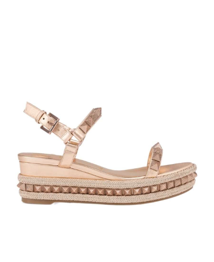 Christian Louboutin Pyraclou Open-toed Sandals With Thick Soles In Nude