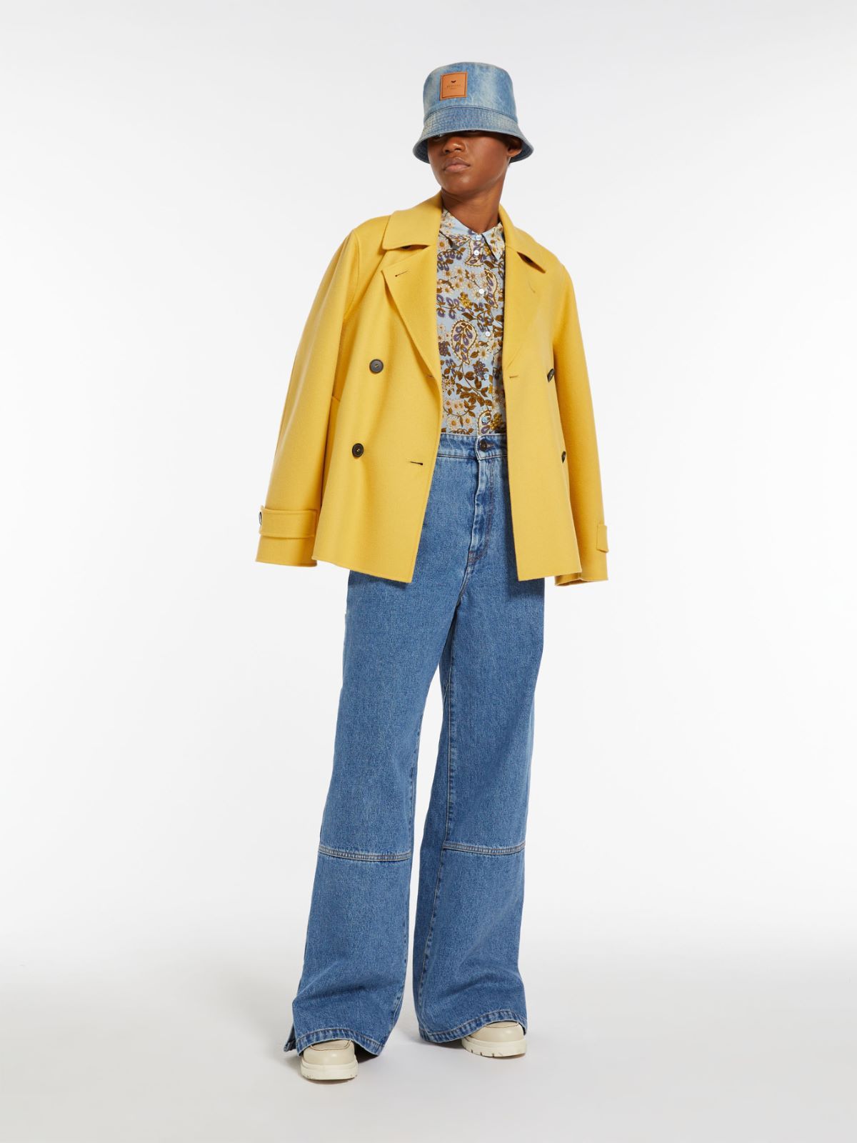Weekend Max Mara Double-breasted Wool Pea Coat In Yellow