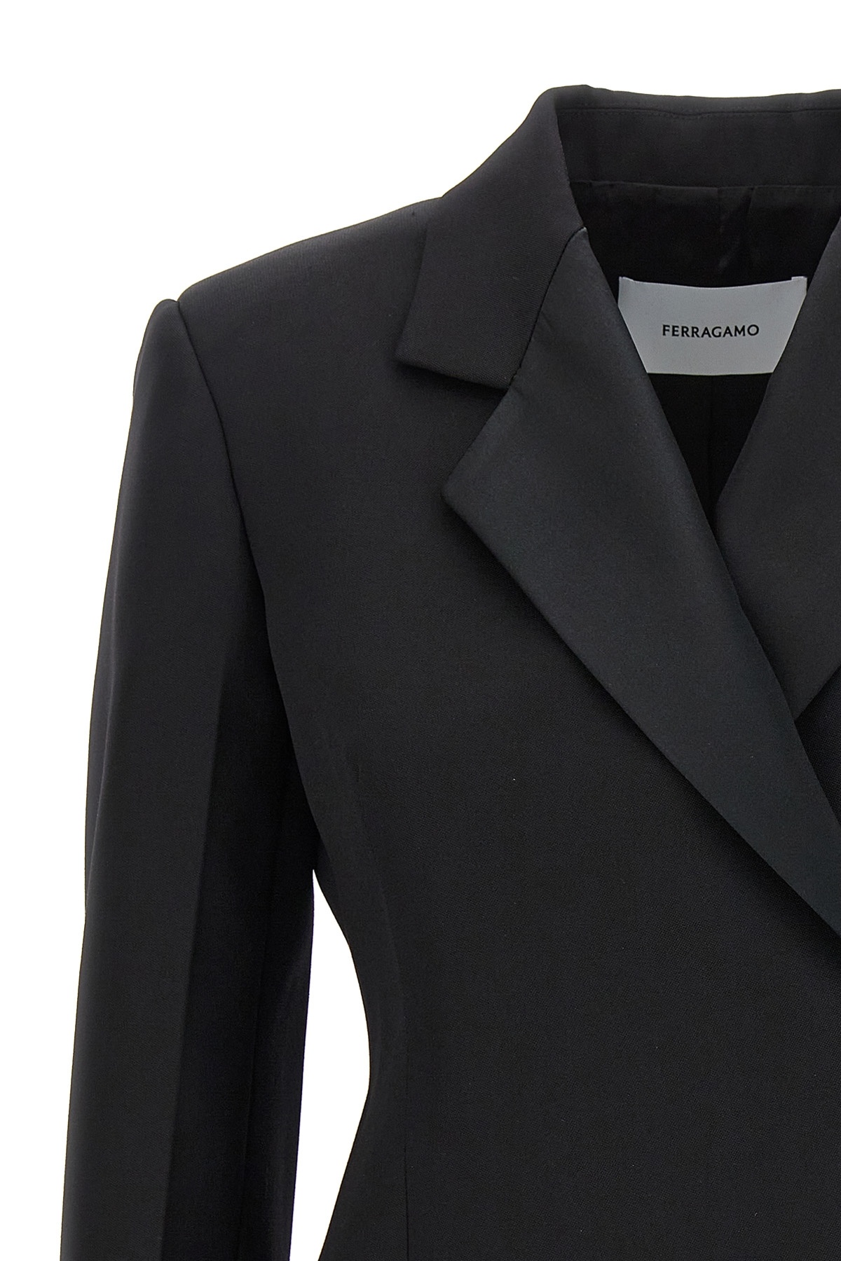 Shop Ferragamo Lapel Long-sleeved Suit Jacket In Black
