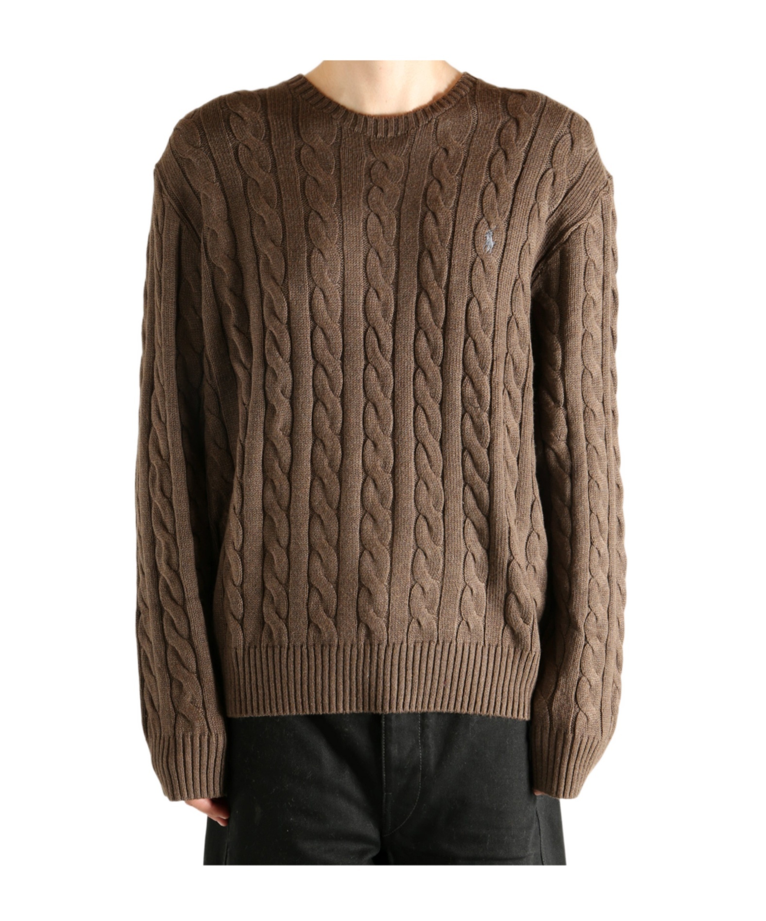 Polo Ralph Lauren Long Sleeve Knit Crewneck Sweater In Brown