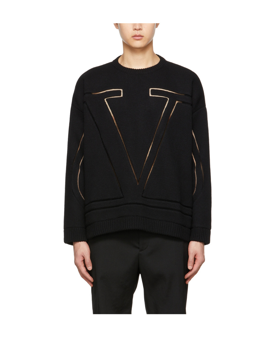 Valentino Black Cut-out Sweater In Black
