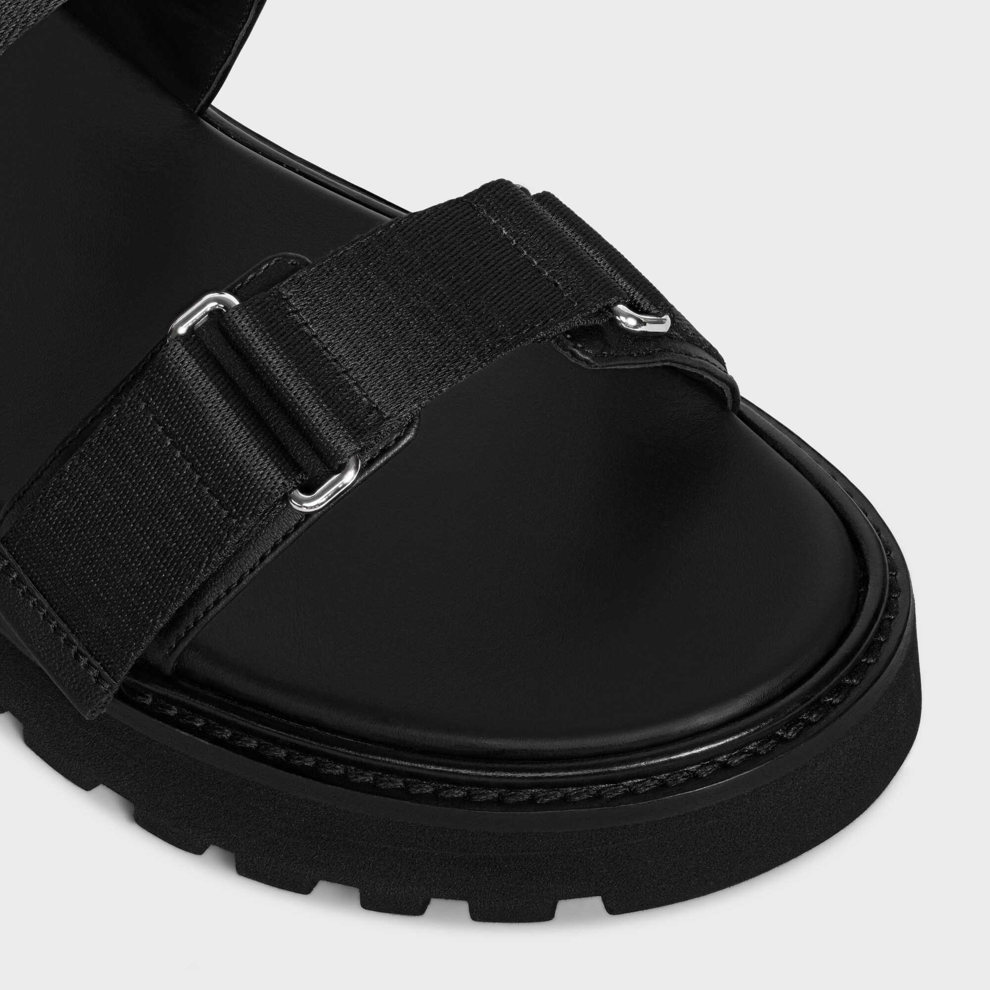 Celine Toe Flat Sole Buckle Detailing Sandals In Black