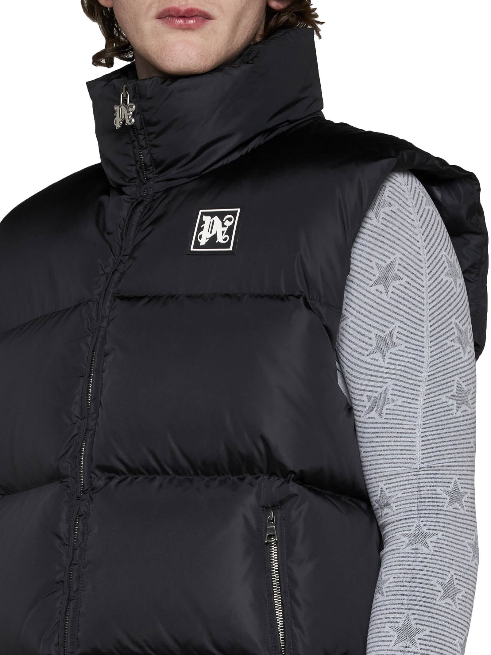 Palm Angels Ski Quilted Nylon Down Vest In Black