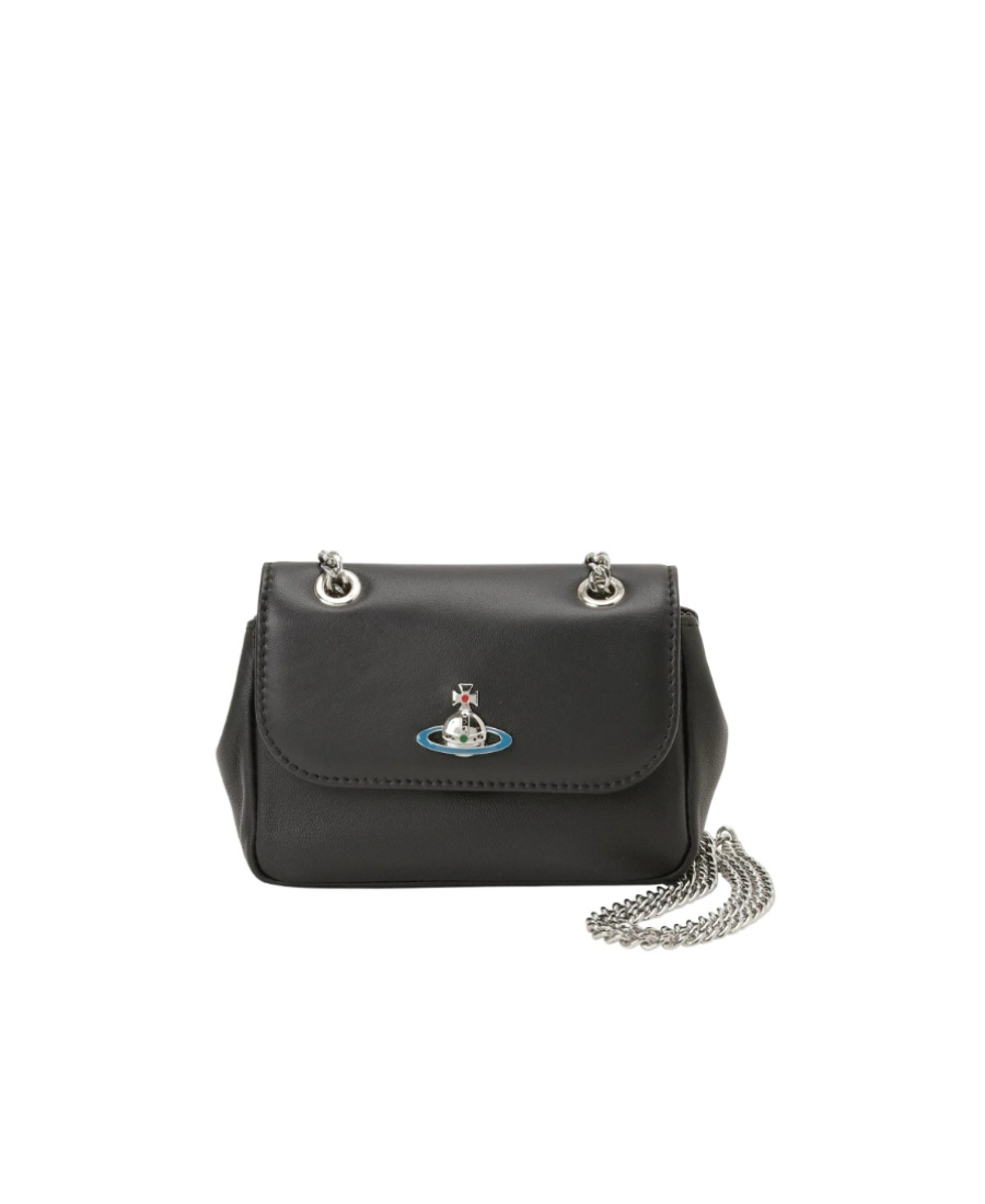 Vivienne Westwood Black Small Curb Chain Shoulder Bag In Black