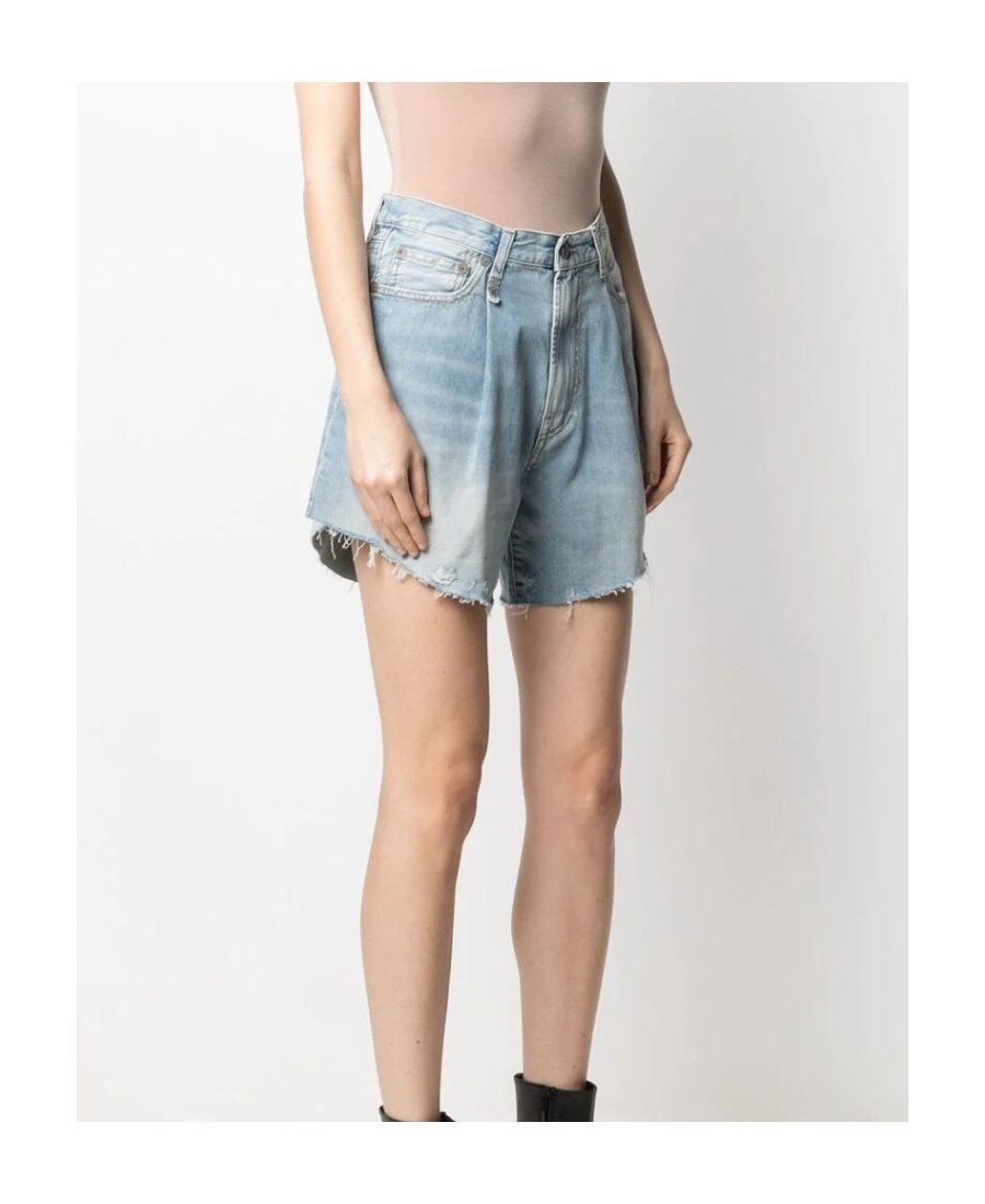 R13 Raw-cut Cotton Denim Shorts In Multicolor
