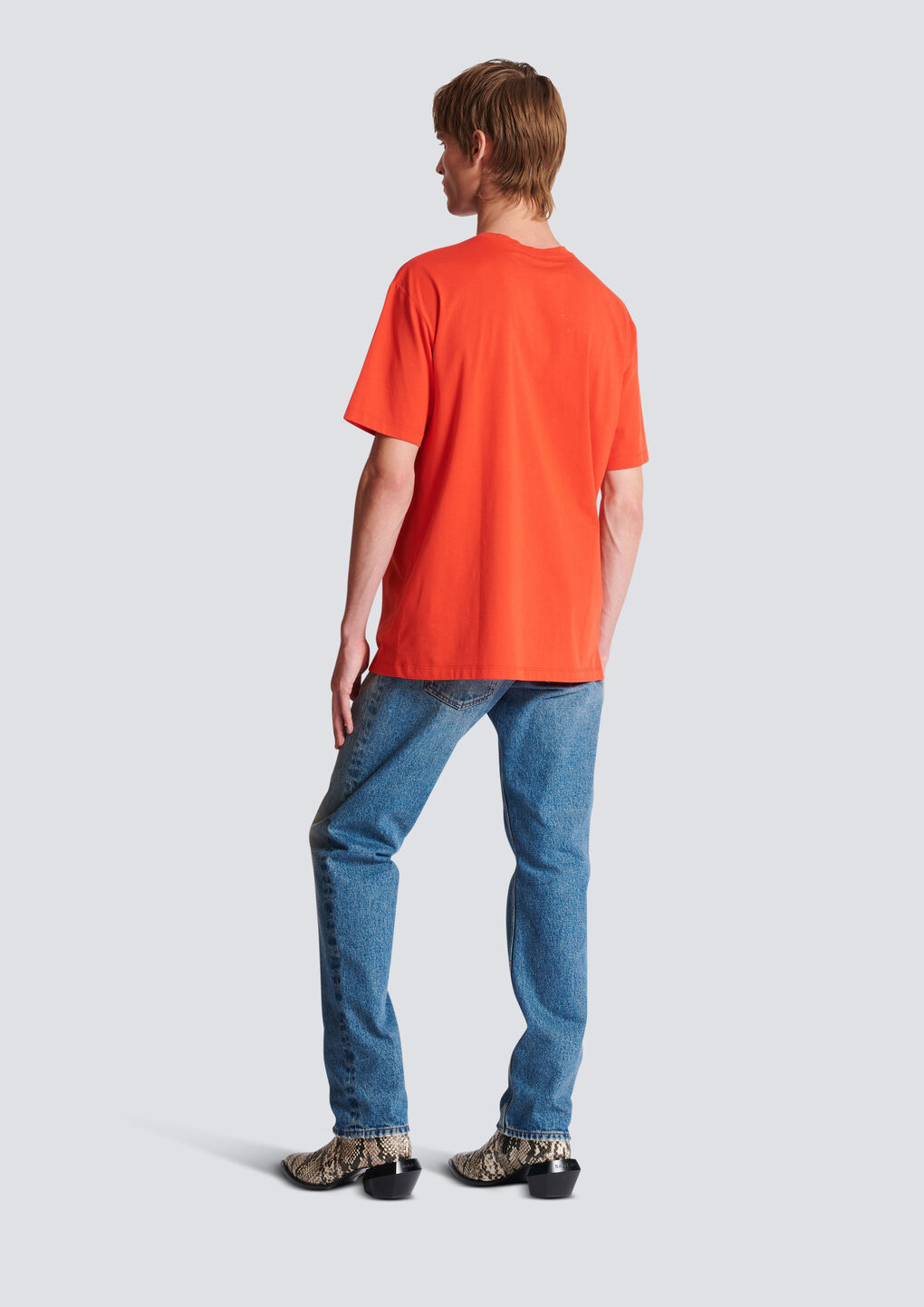 Balmain Coin Cotton T-shirt In Orange