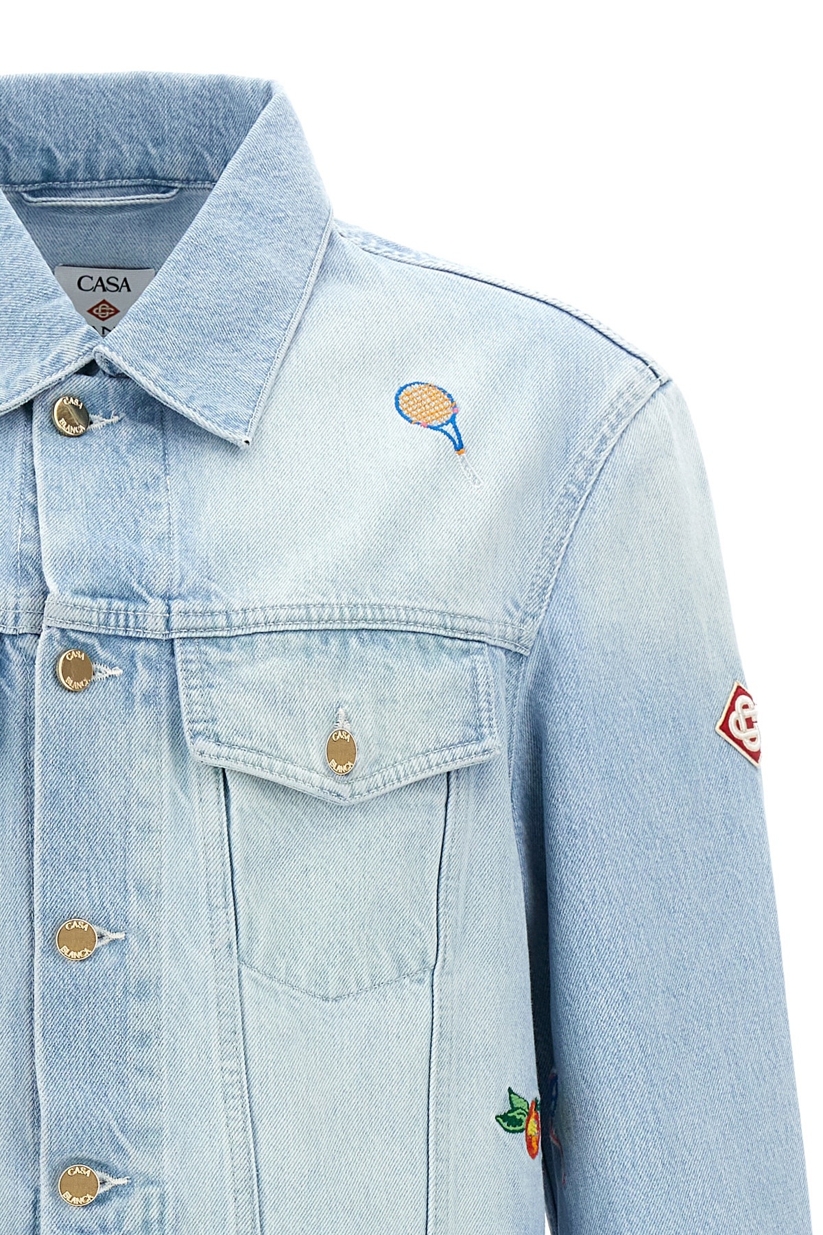Casablanca Embroidered Motif Casual Jackets And Parka Light Blue