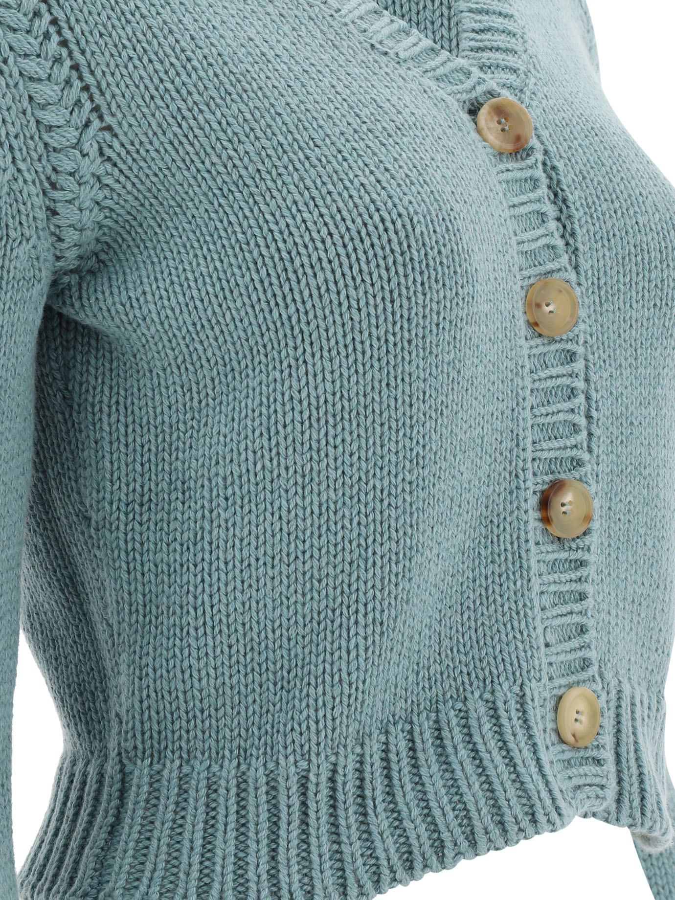 Chloé Knit Cotton-cashmere Cardigan In Green