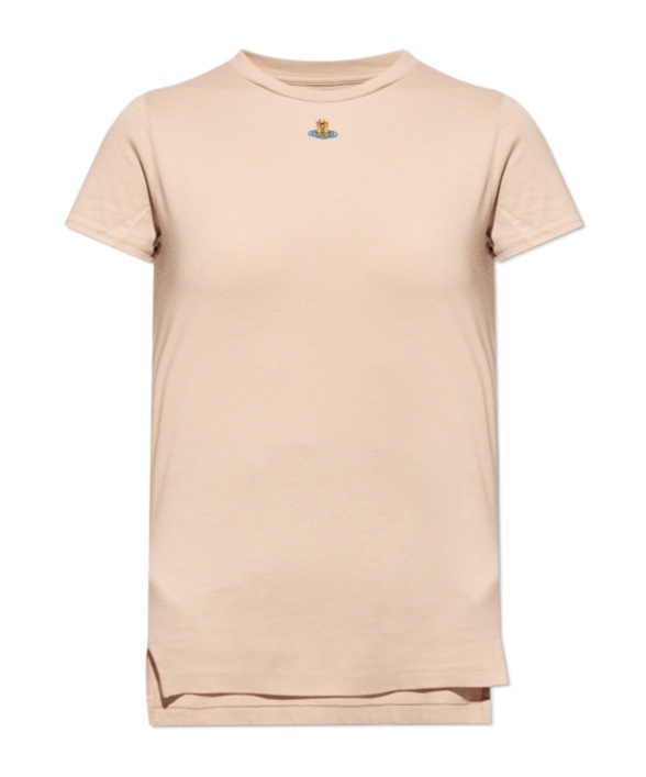 Shop Vivienne Westwood Orb-embroidered Cotton T-shirt In Nude