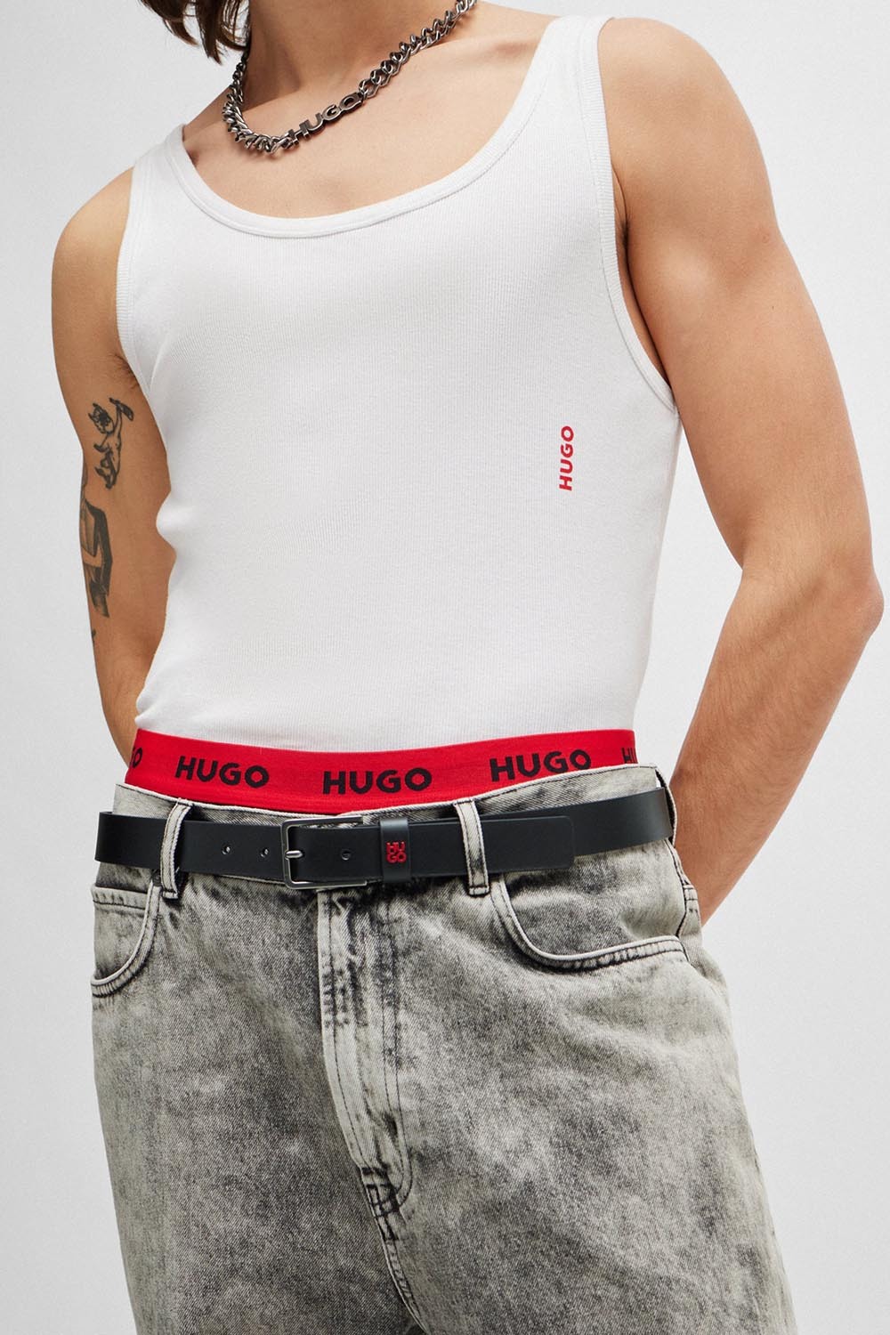 Hugo Boss Logo Belt In Black