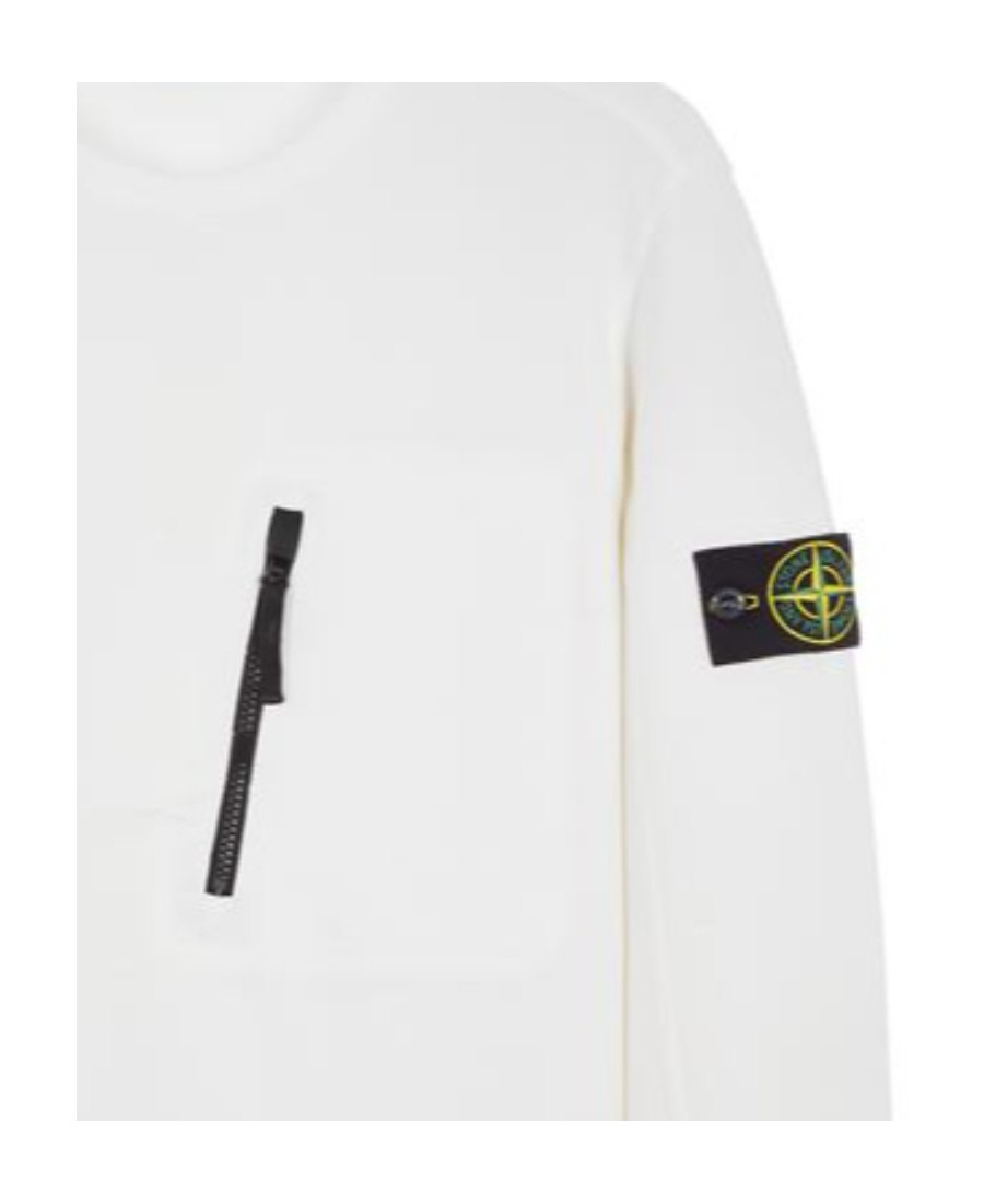 Stone Island Logo-patch Cotton Sweatshirt In White
